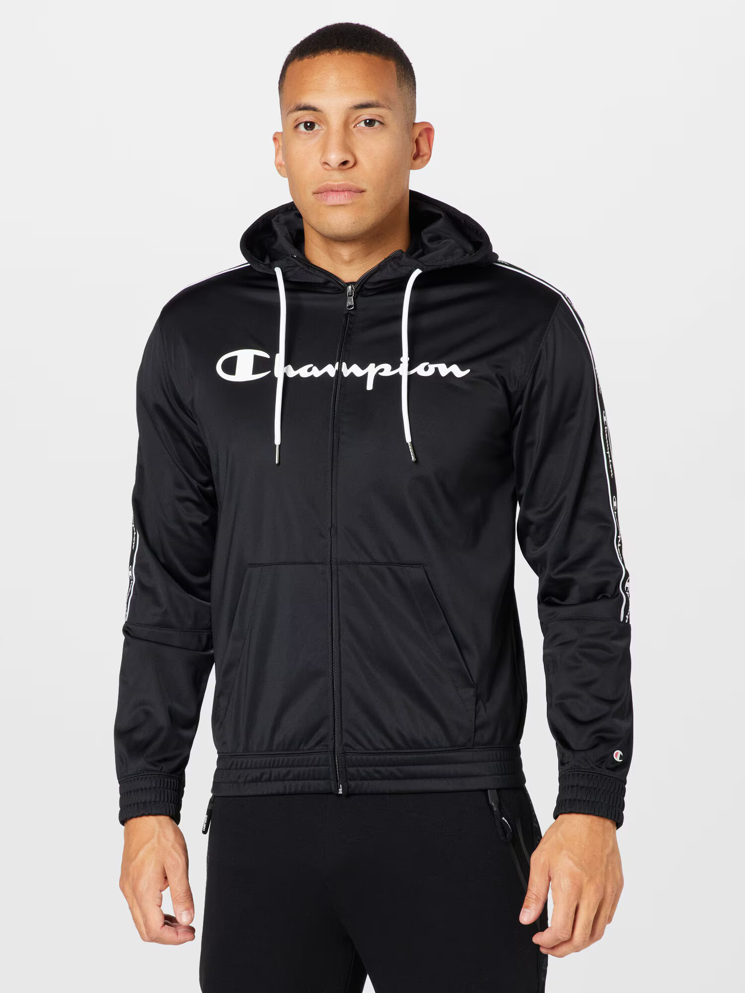 Champion Authentic Athletic Apparel Hanorac negru / alb - Pled.ro