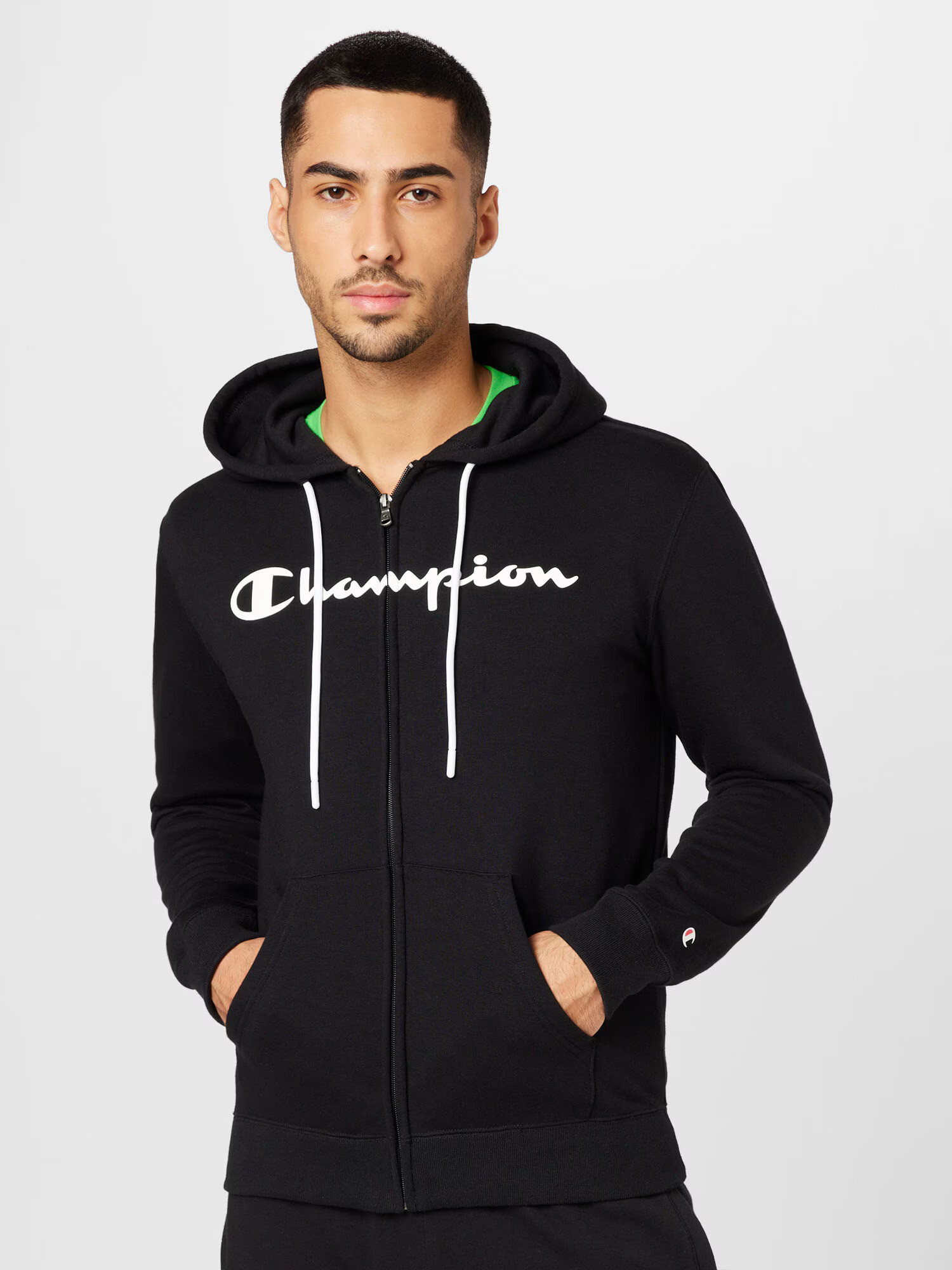 Champion Authentic Athletic Apparel Bluză cu fermoar sport negru / alb - Pled.ro