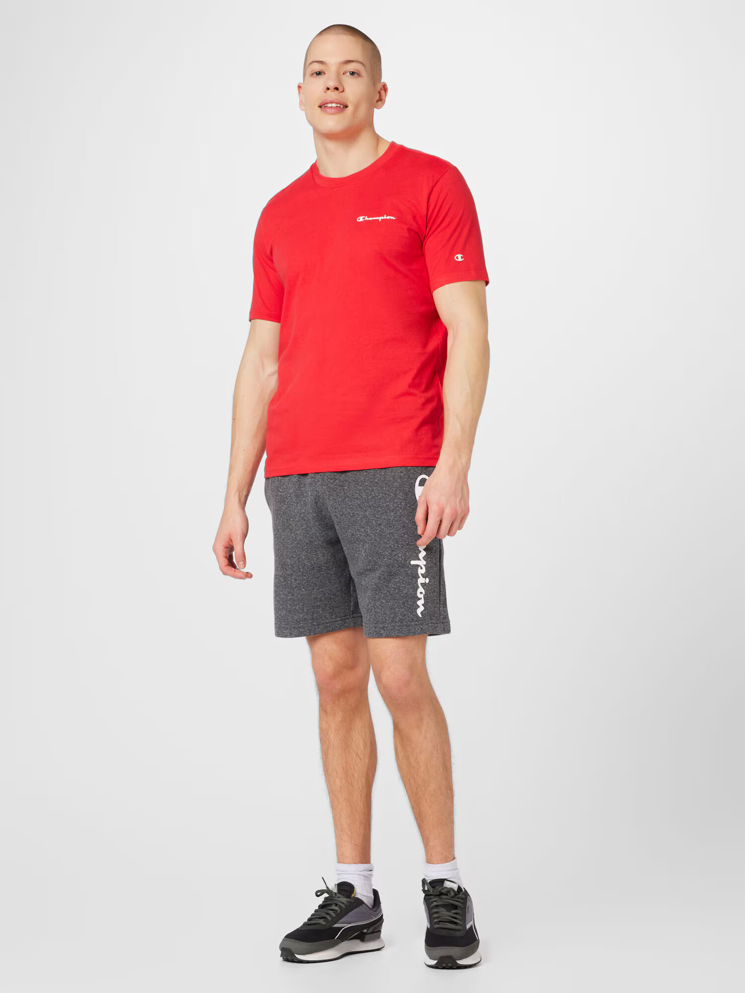 Champion Authentic Athletic Apparel Pantaloni gri închis / alb - Pled.ro