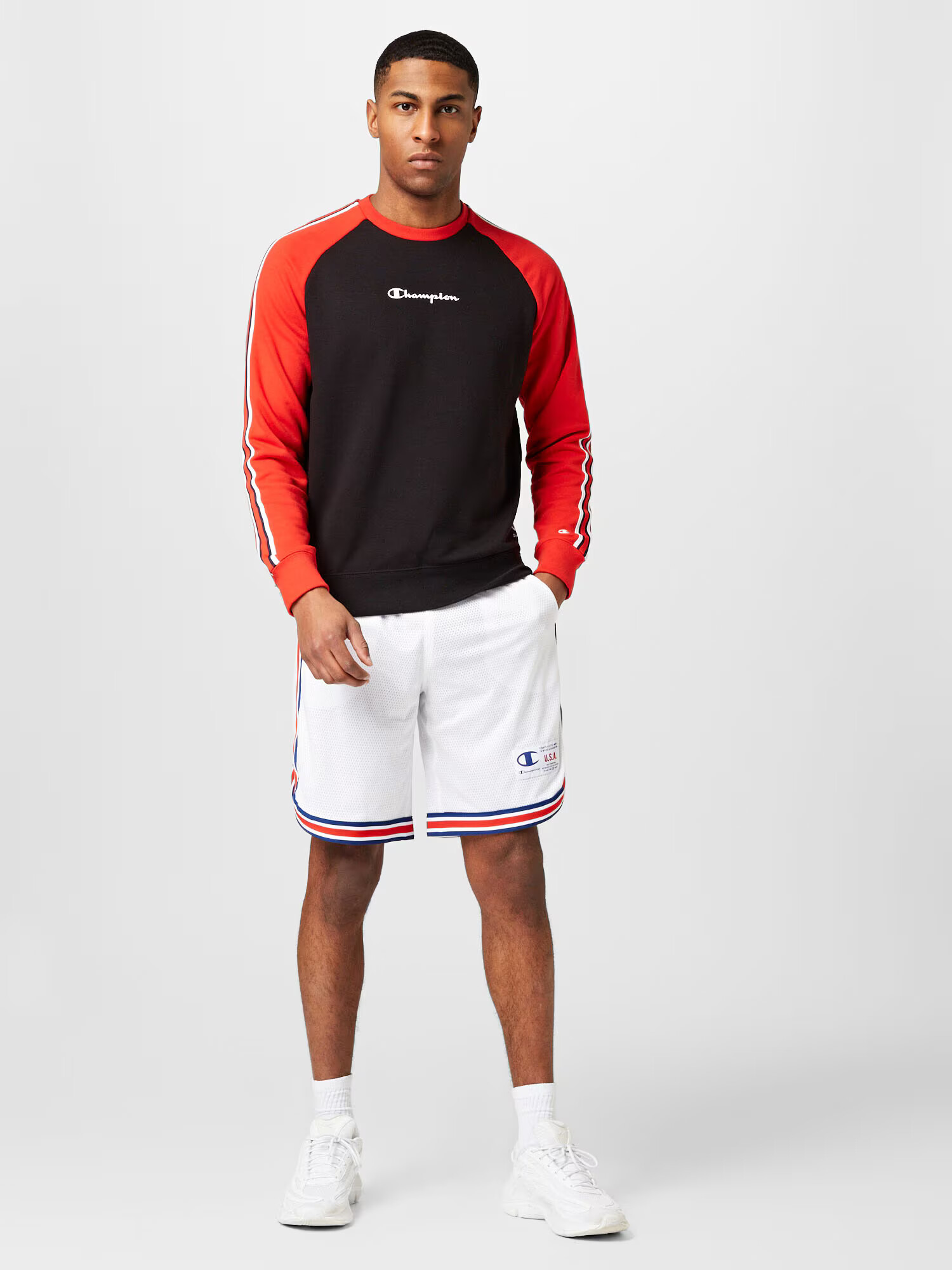 Champion Authentic Athletic Apparel Pantaloni sport bleumarin / roșu / alb murdar - Pled.ro