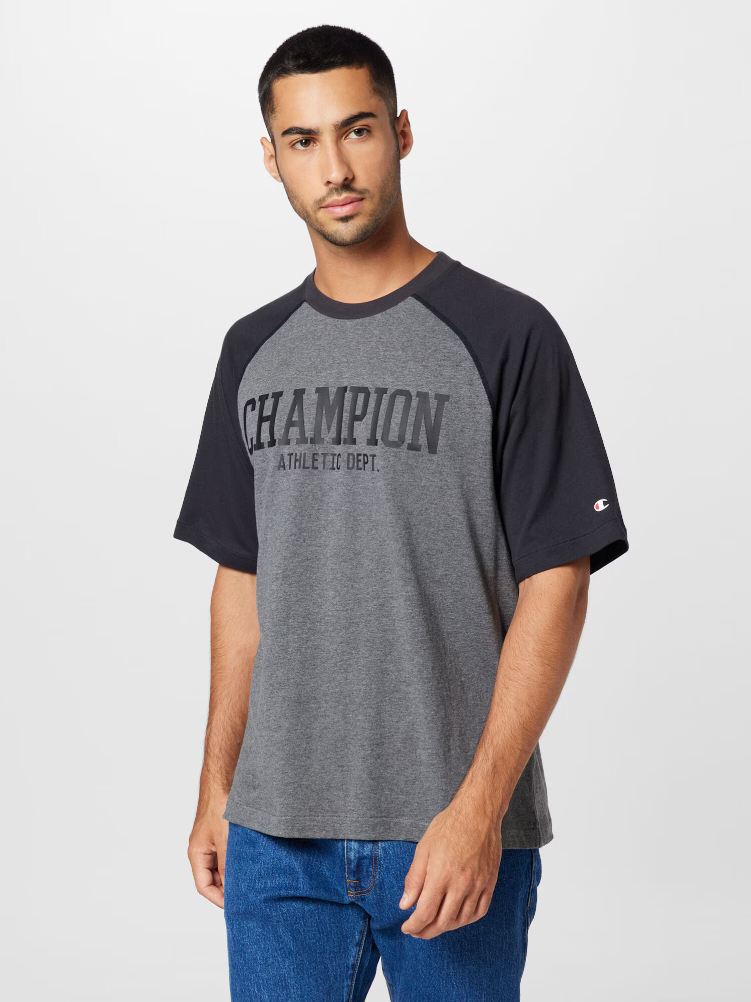 Champion Authentic Athletic Apparel Tricou 'Legacy' gri metalic / gri amestecat / roșu / alb - Pled.ro