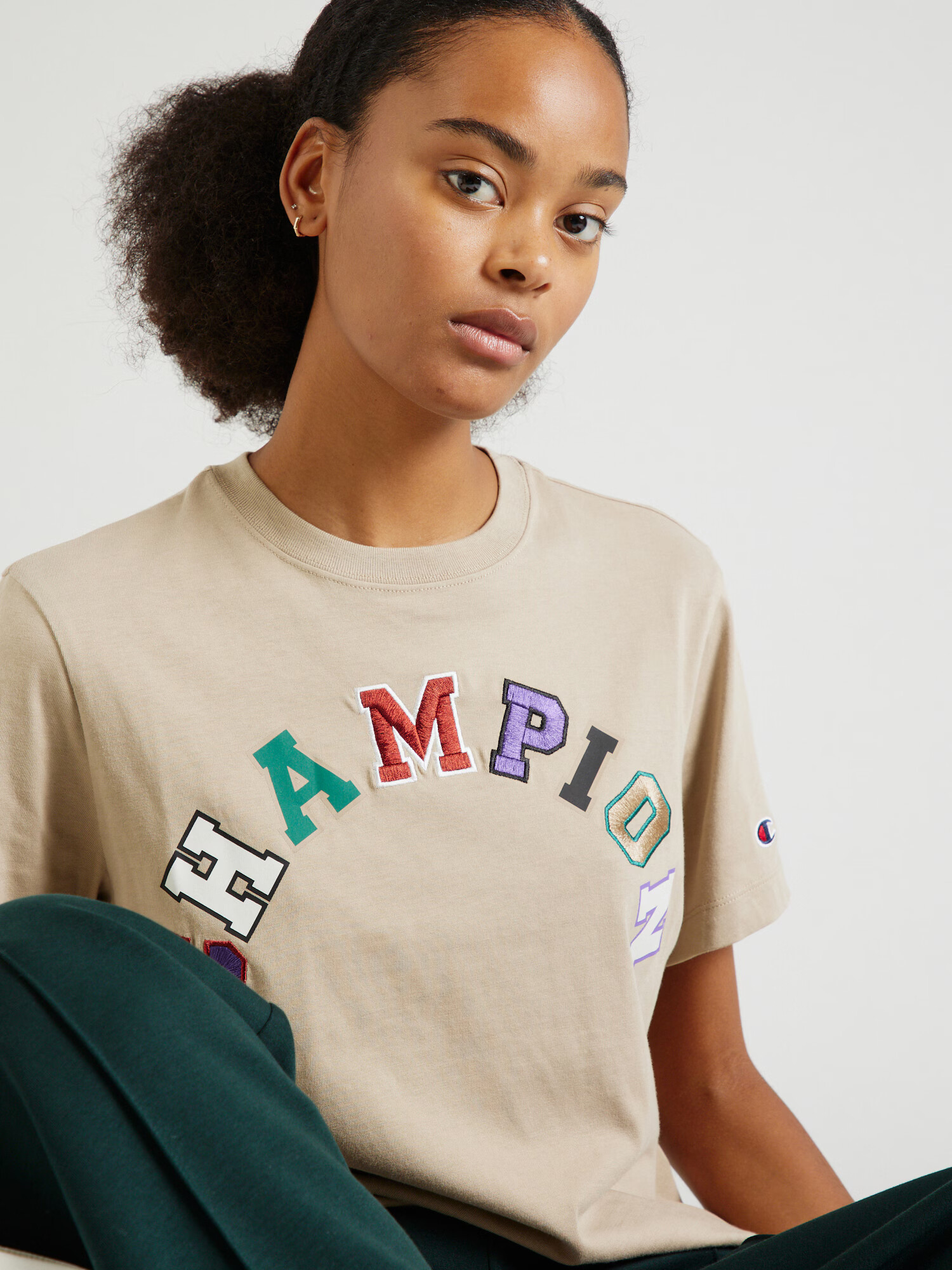 Champion Authentic Athletic Apparel Tricou bej / verde / lila / negru - Pled.ro