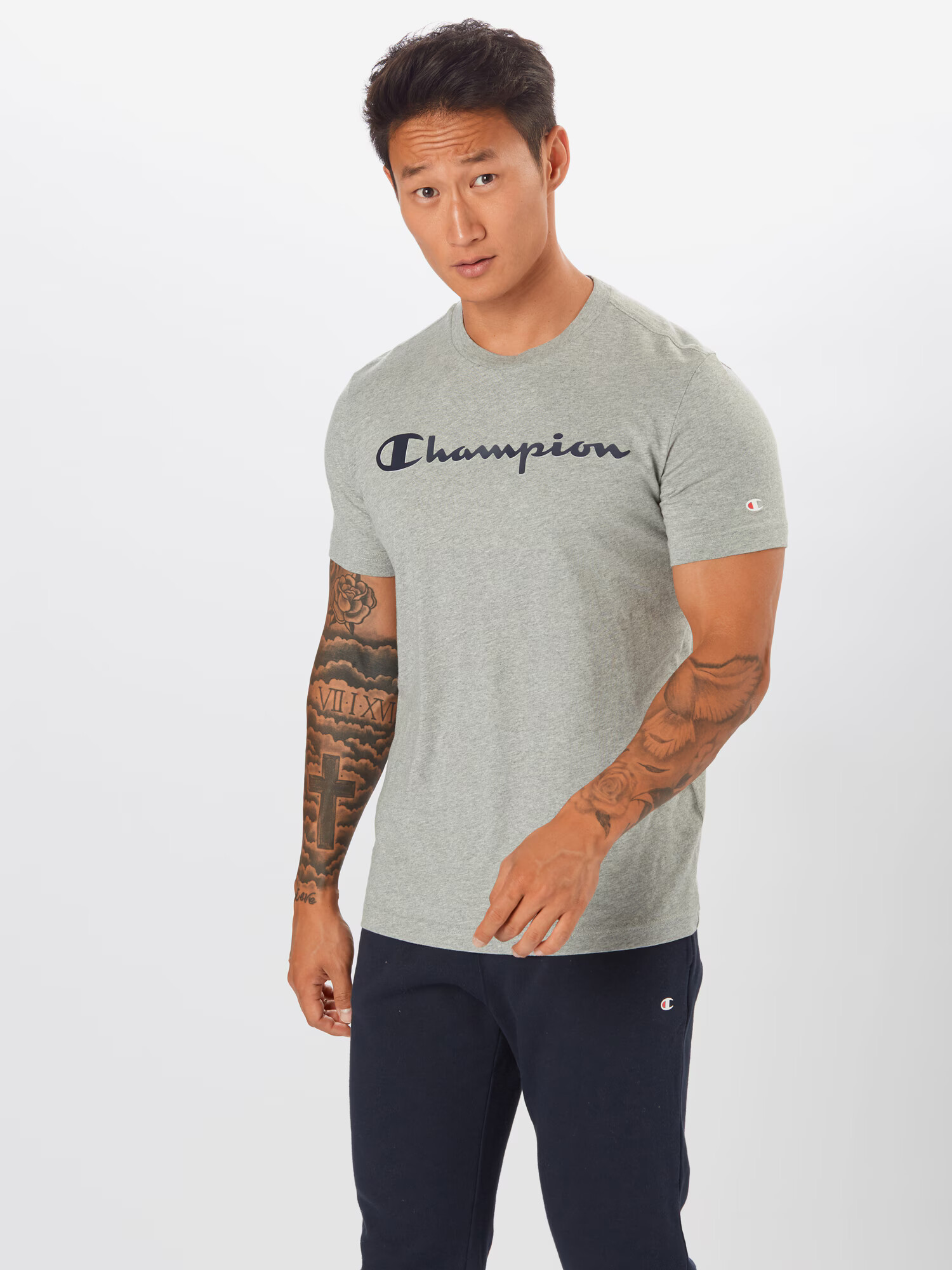 Champion Authentic Athletic Apparel Tricou bleumarin / gri - Pled.ro