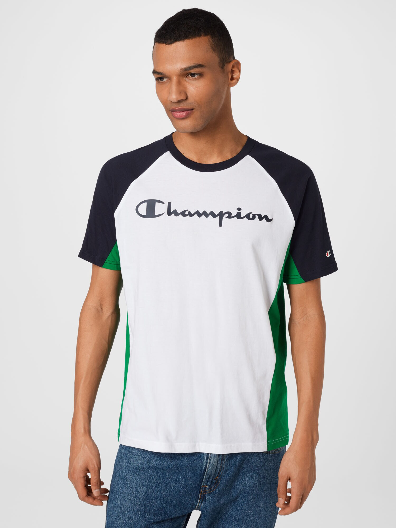 Champion Authentic Athletic Apparel Tricou bleumarin / verde iarbă / alb - Pled.ro