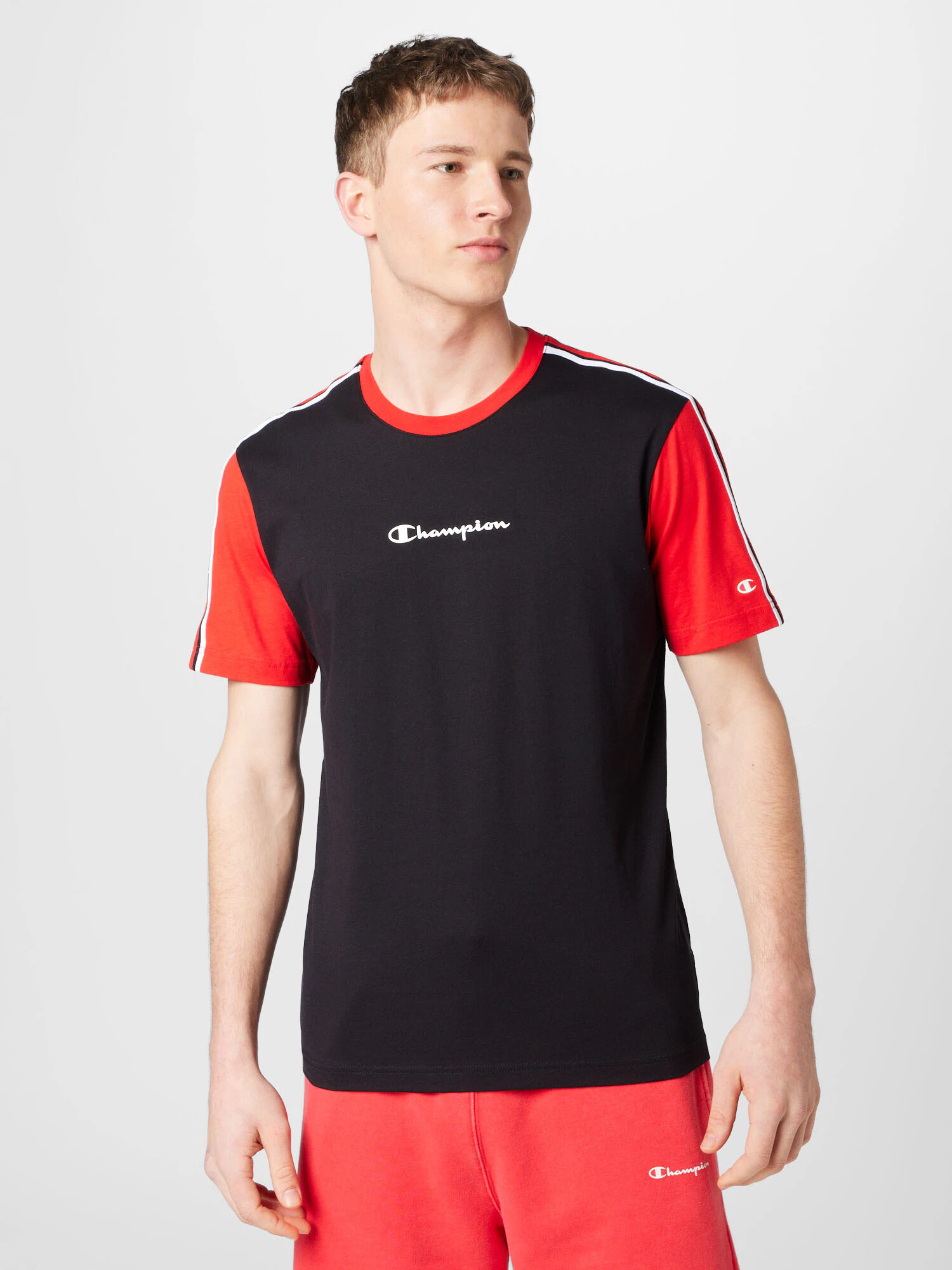 Champion Authentic Athletic Apparel Tricou funcțional gri deschis / roșu / negru / alb - Pled.ro