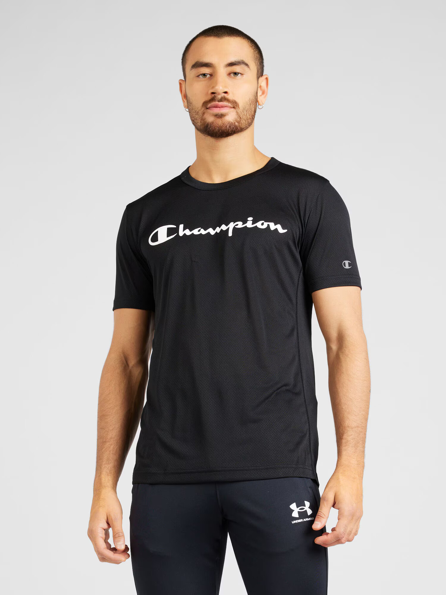 Champion Authentic Athletic Apparel Tricou funcțional negru / alb - Pled.ro