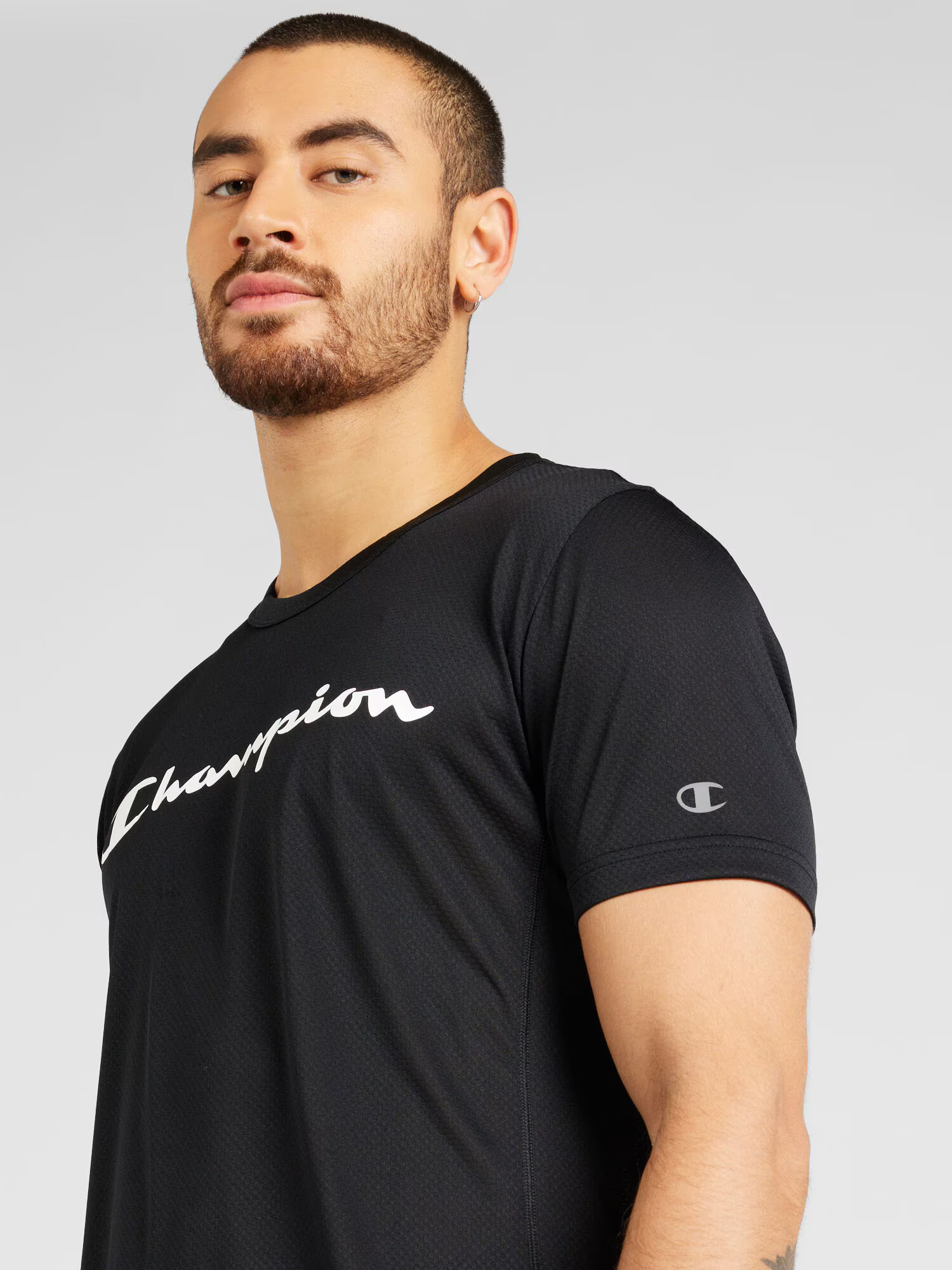 Champion Authentic Athletic Apparel Tricou funcțional negru / alb - Pled.ro