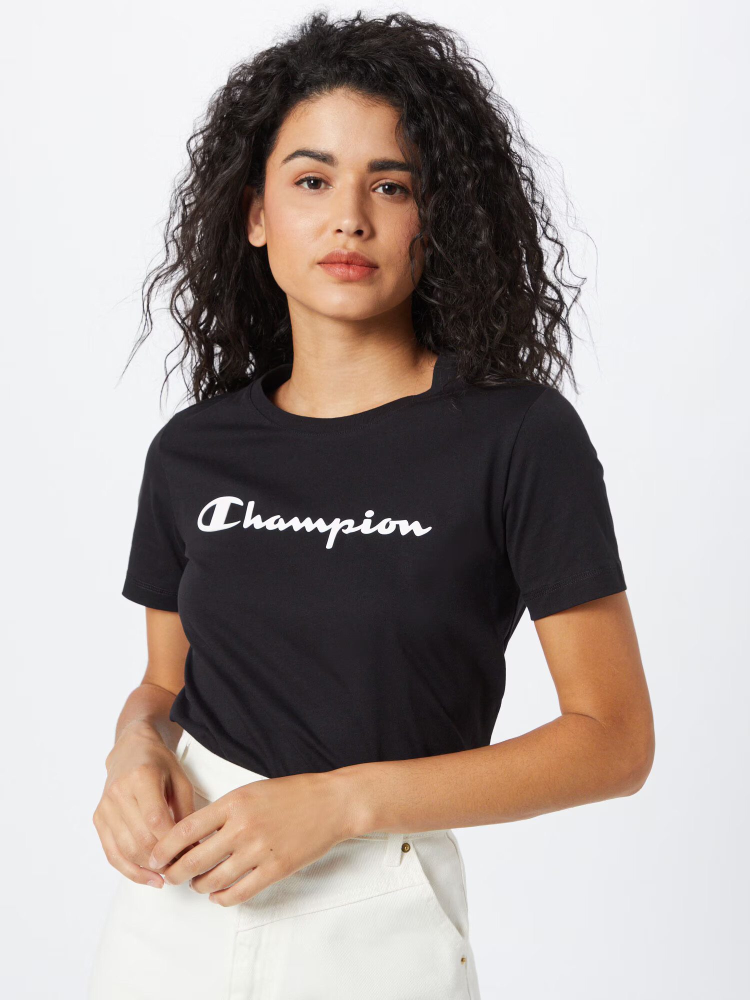 Champion Authentic Athletic Apparel Tricou negru / alb - Pled.ro