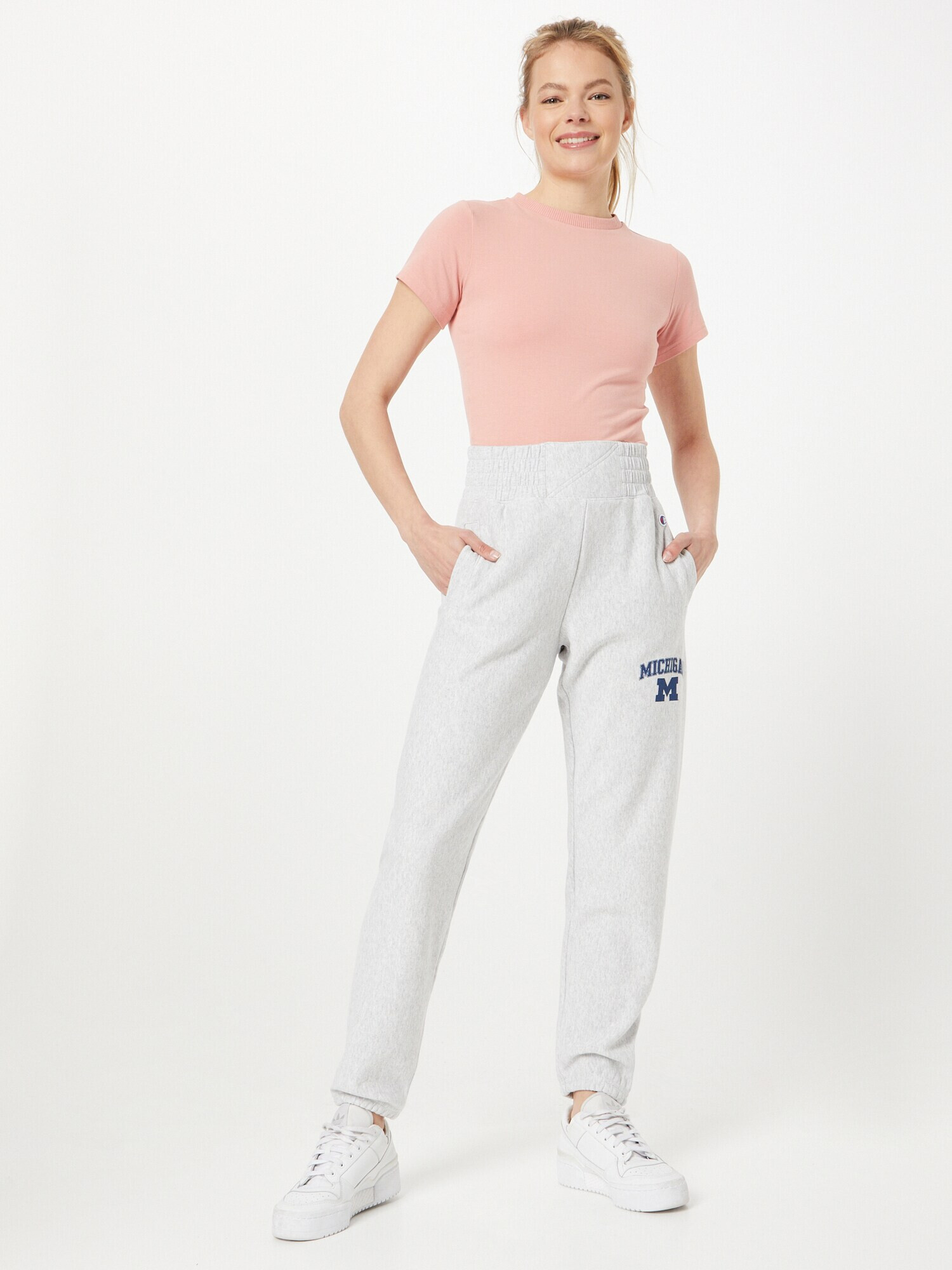 Champion Reverse Weave Pantaloni albastru marin / gri amestecat / roși aprins / alb - Pled.ro