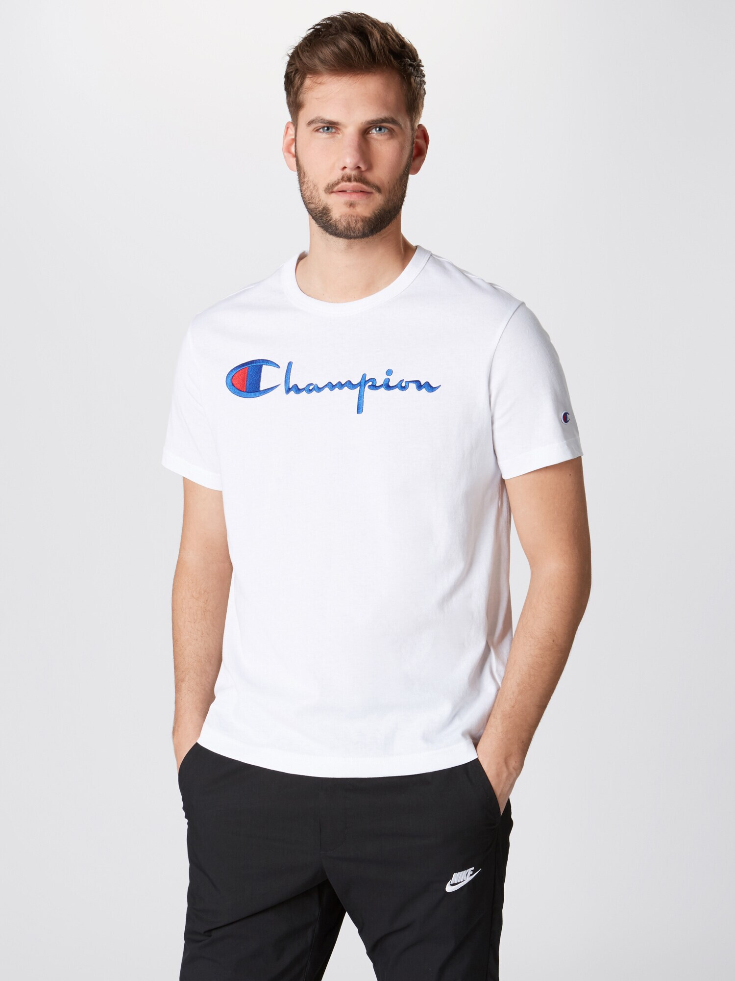 Champion Reverse Weave Tricou albastru închis / alb - Pled.ro