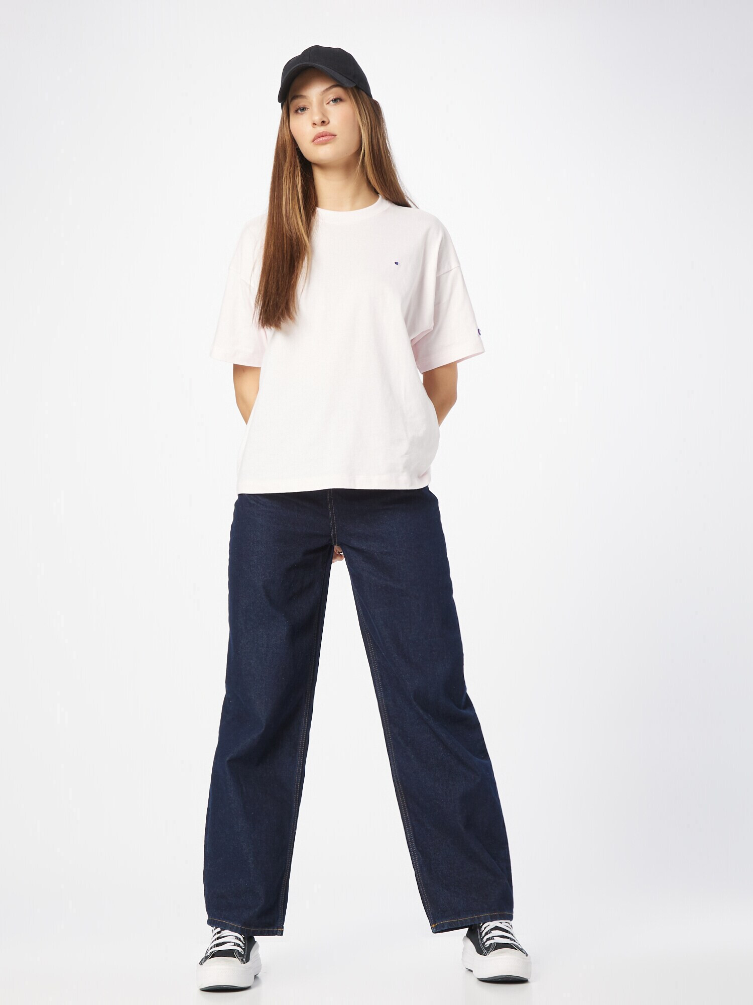 Champion Reverse Weave Tricou albastru marin / roz deschis / roșu - Pled.ro