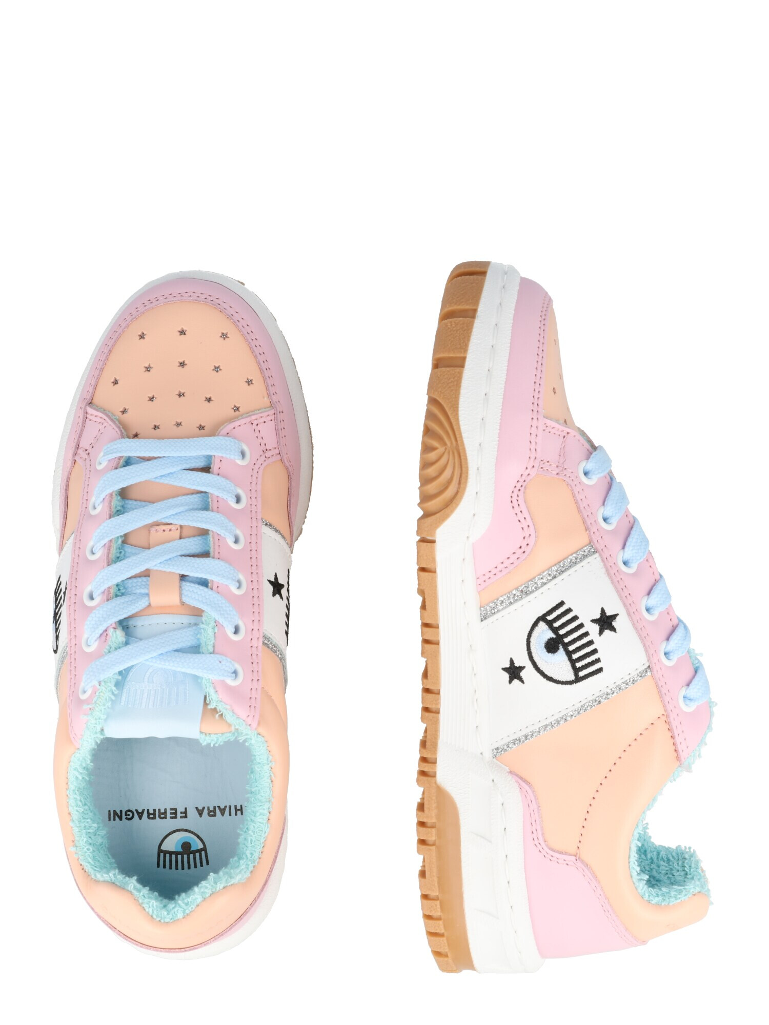 Chiara Ferragni Sneaker low azuriu / portocaliu deschis / roz / alb - Pled.ro