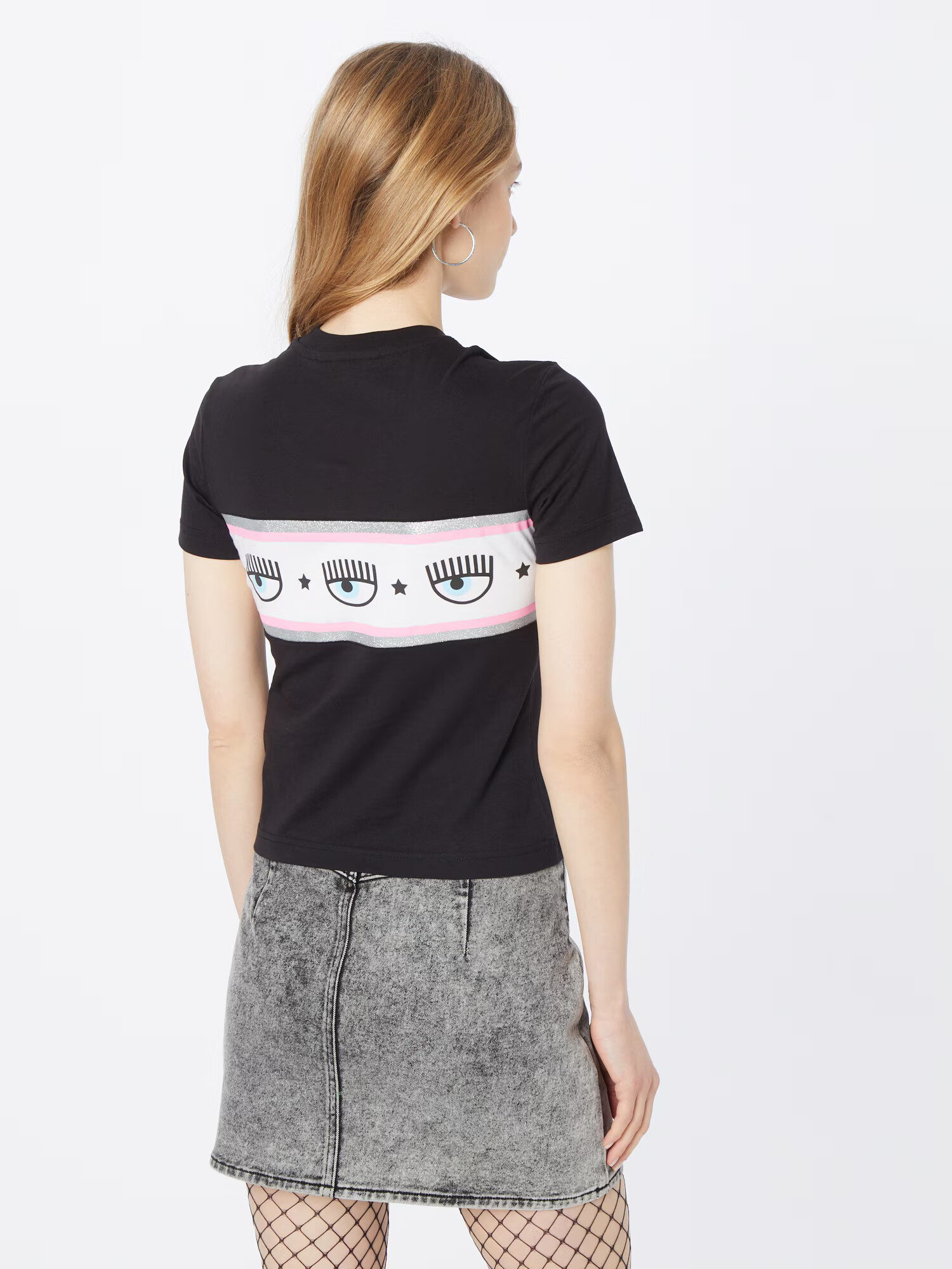 Chiara Ferragni Tricou roz / negru / argintiu / alb - Pled.ro