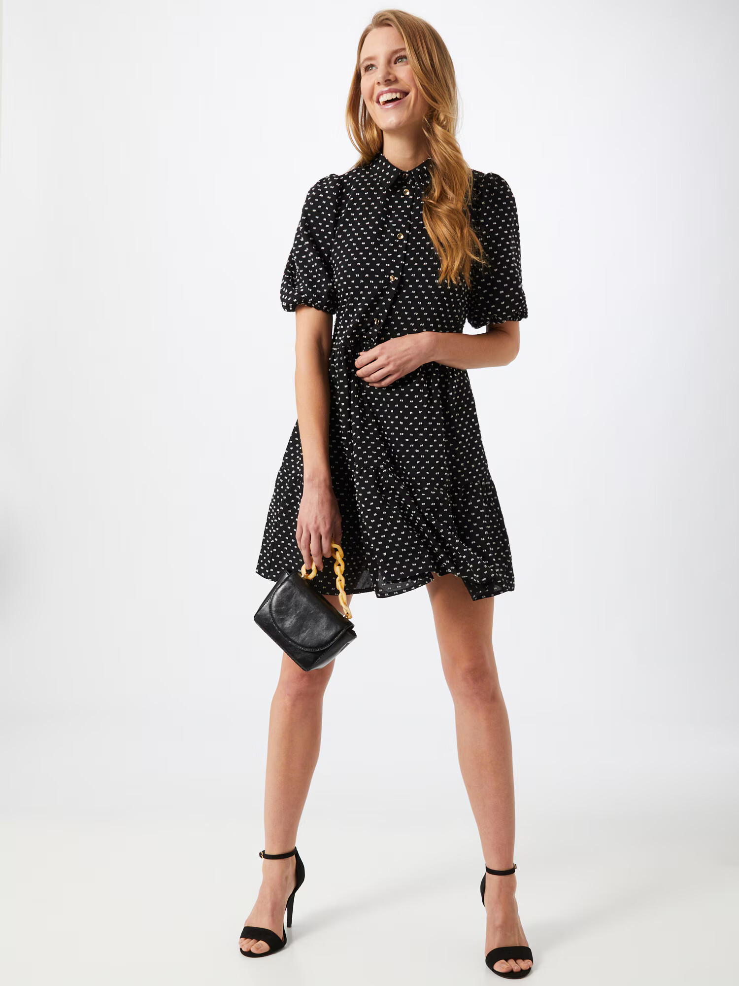 Closet London Rochie tip bluză negru / alb - Pled.ro