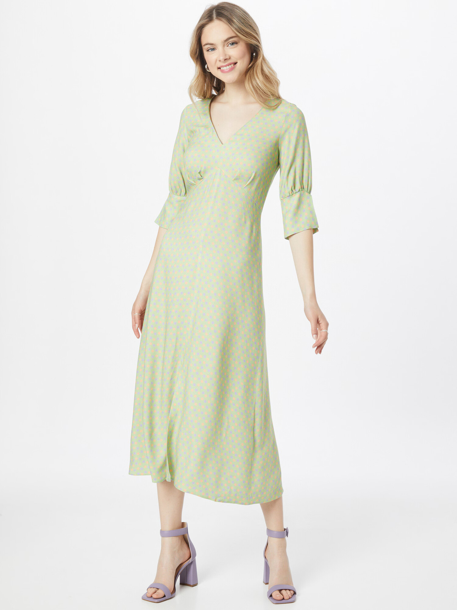 Closet London Rochie verde deschis / lila / portocaliu piersică - Pled.ro