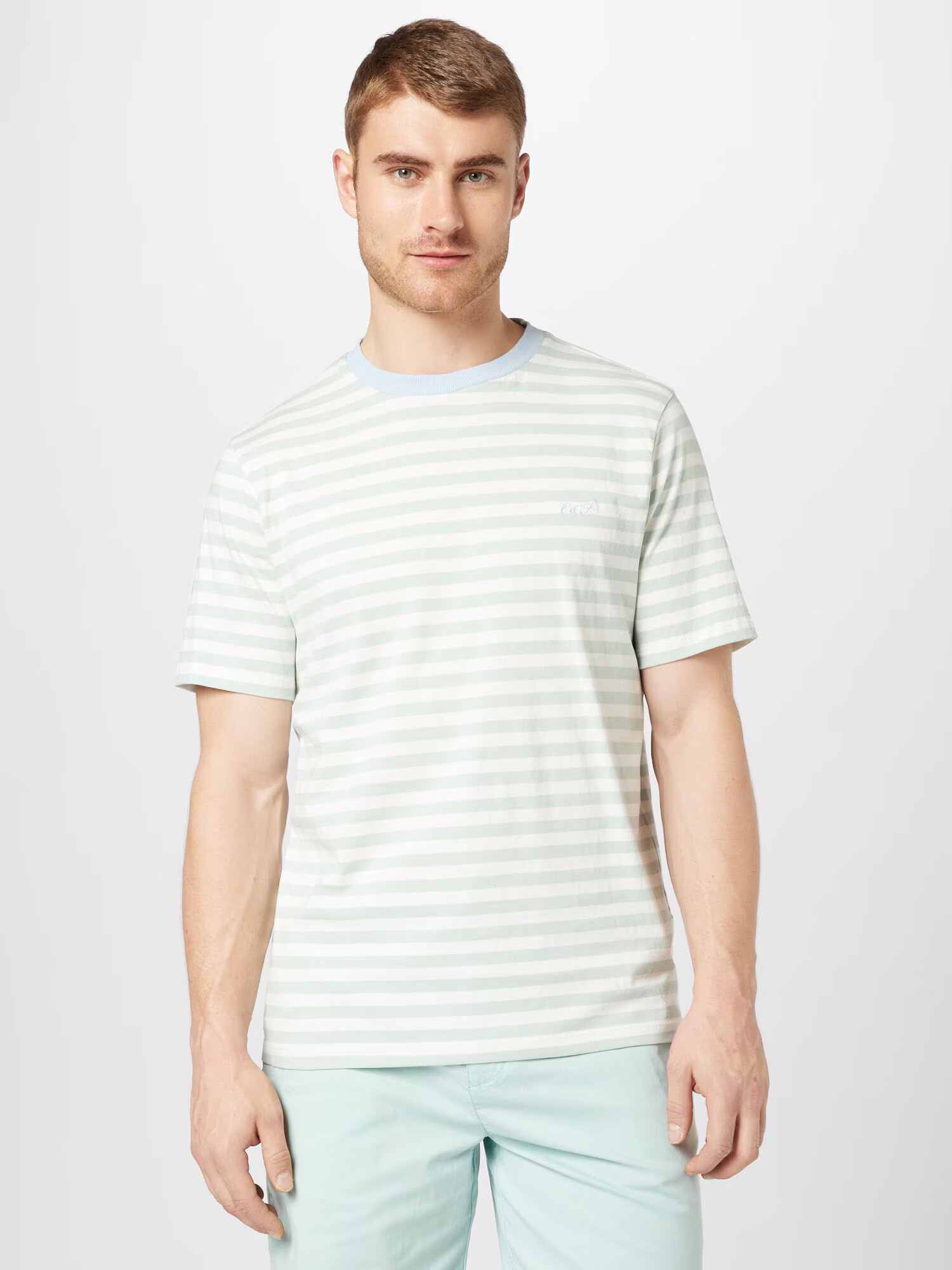 COLOURS & SONS Tricou verde deschis / alb - Pled.ro