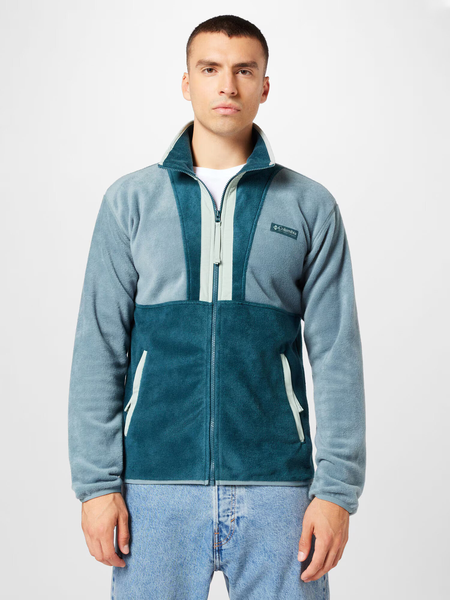 COLUMBIA Jachetă fleece funcțională 'Back Bowl™' albastru deschis / verde petrol / alb - Pled.ro