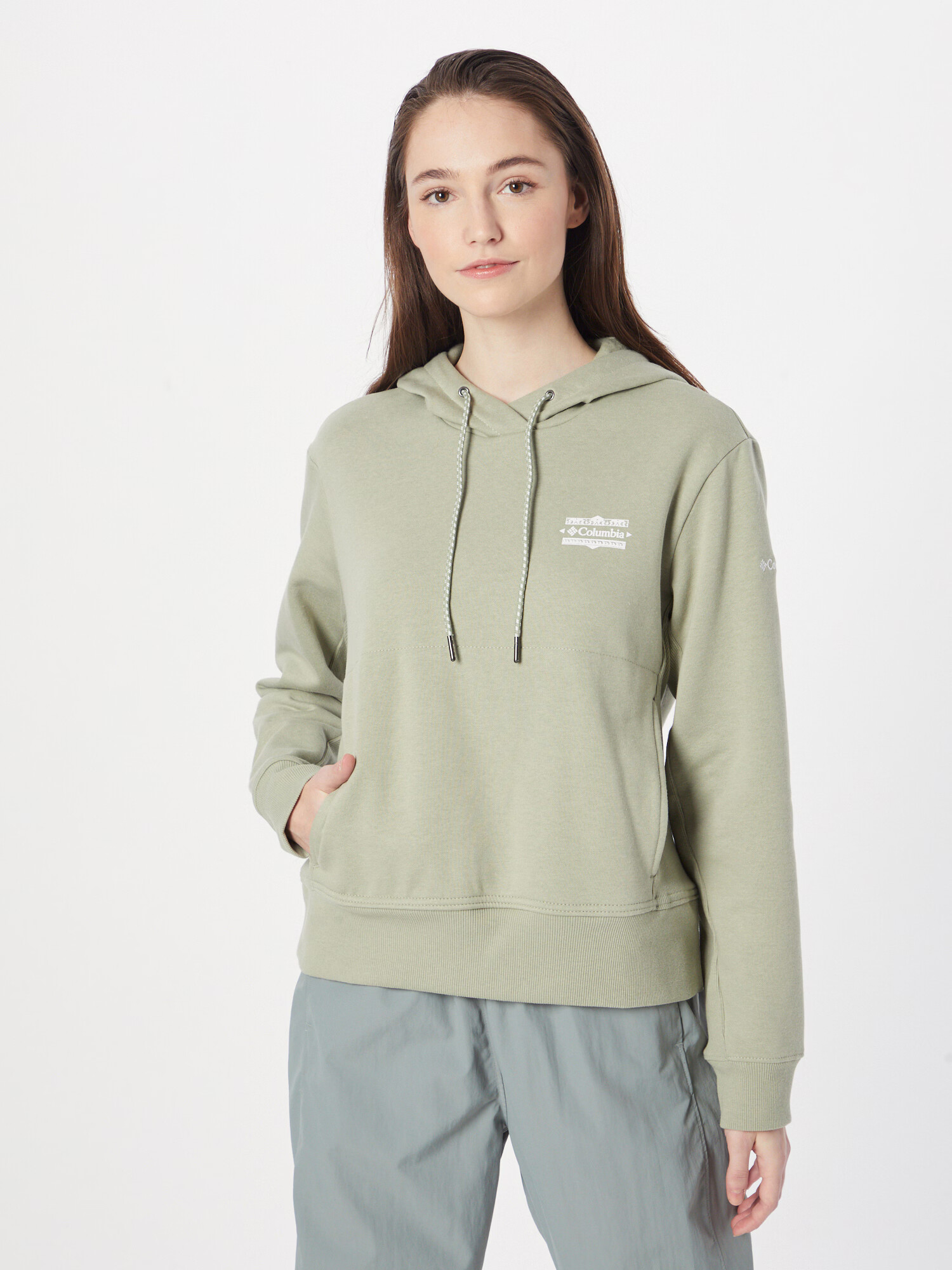 COLUMBIA Hanorac sport 'Lodge™' verde pastel / alb - Pled.ro