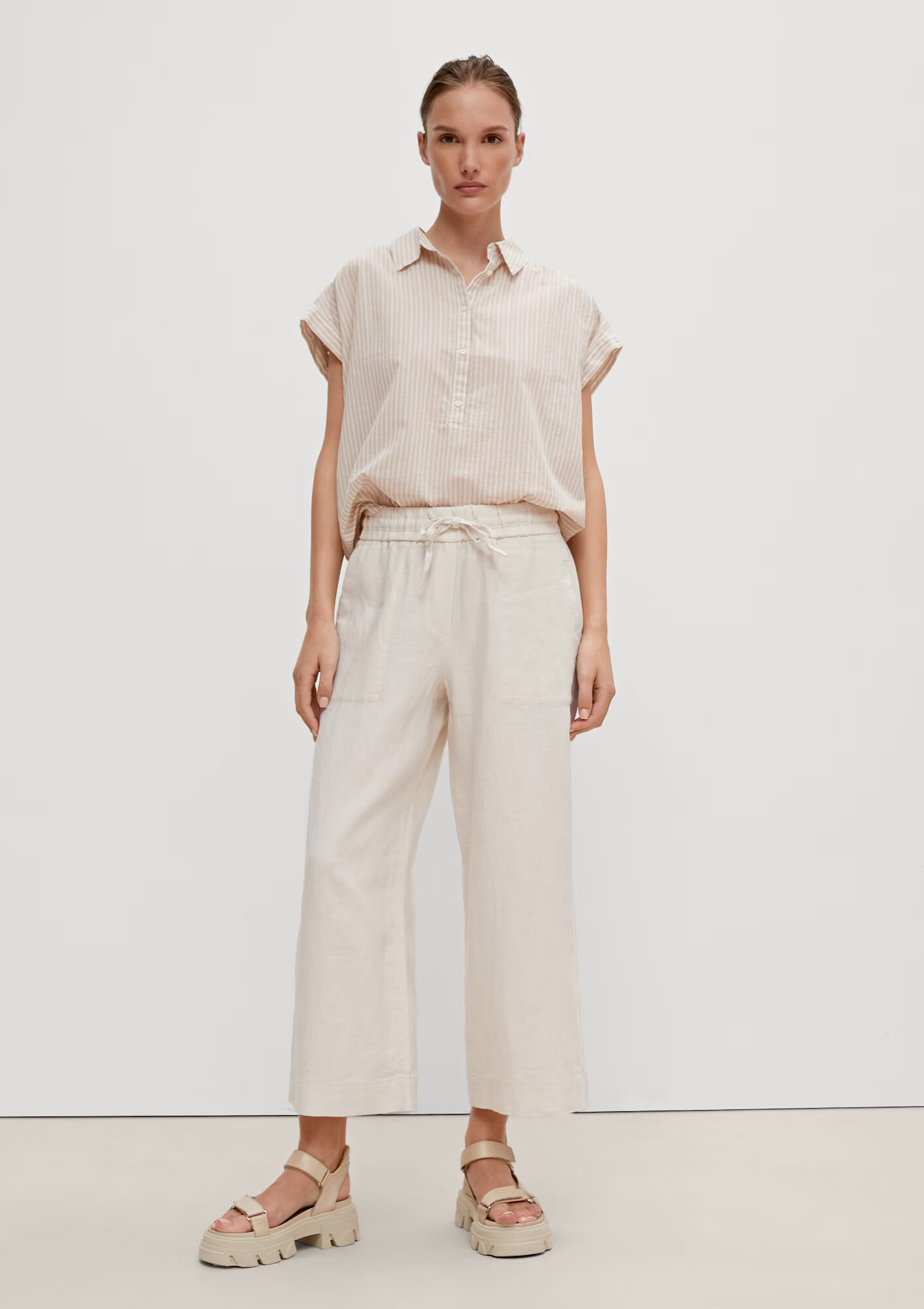 comma casual identity Pantaloni bej deschis - Pled.ro