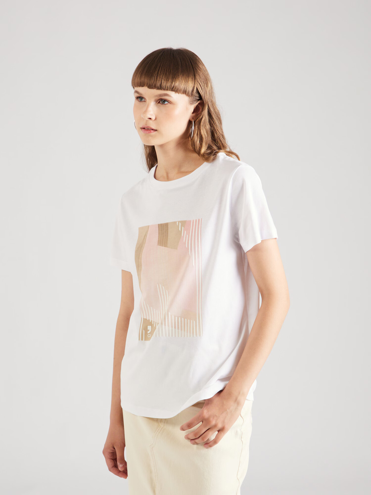 comma casual identity Tricou maro deschis / roz pastel / alb - Pled.ro