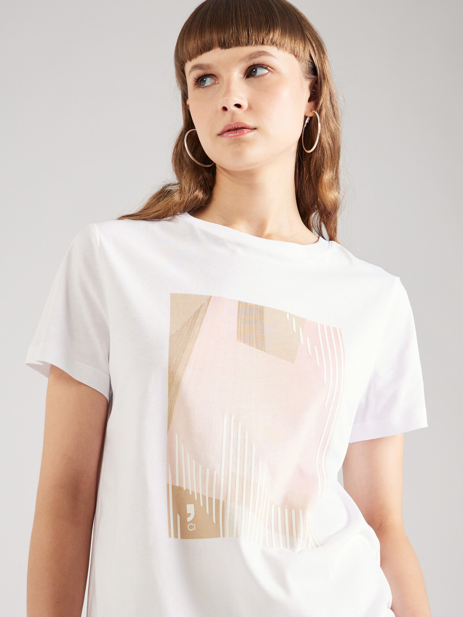 comma casual identity Tricou maro deschis / roz pastel / alb - Pled.ro