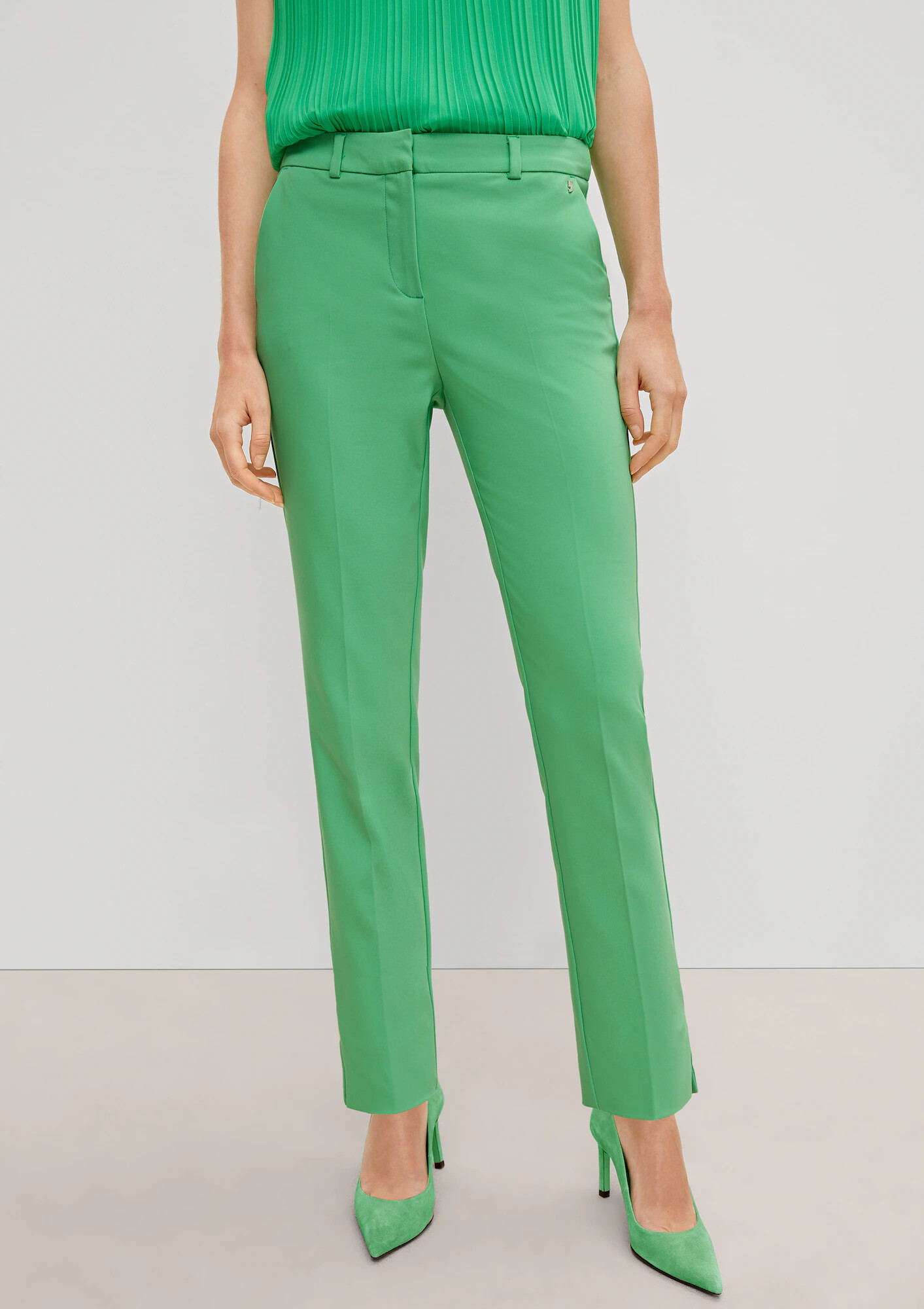 COMMA Pantaloni cu dungă verde kiwi - Pled.ro