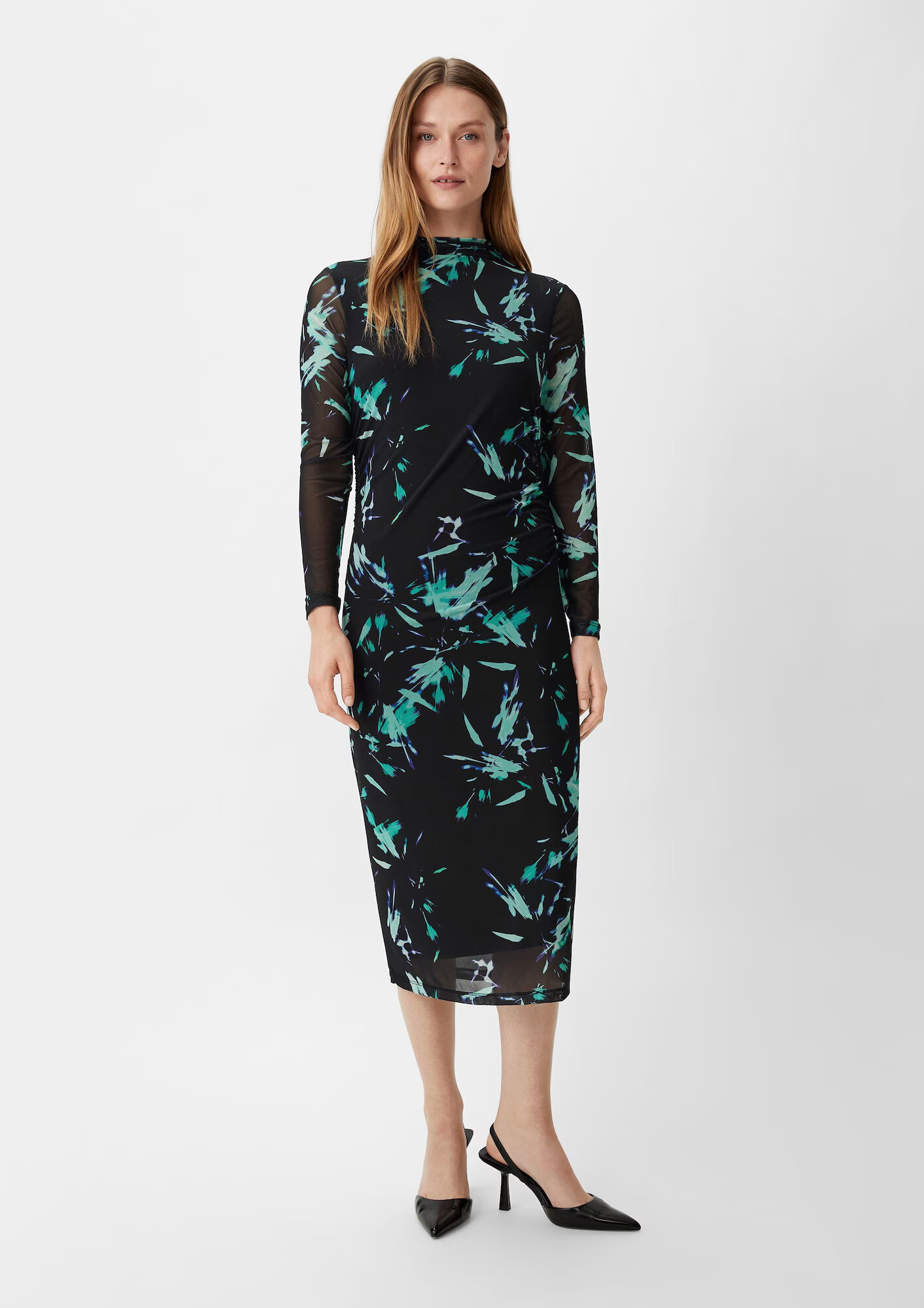 COMMA Rochie verde jad / mov închis / negru - Pled.ro