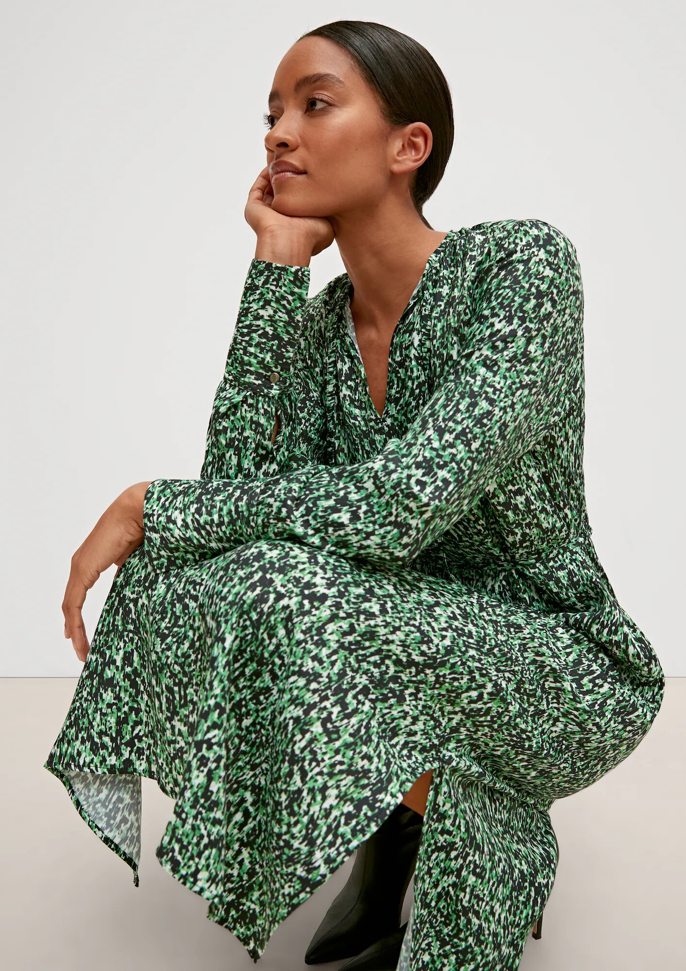 COMMA Rochie verde / negru - Pled.ro