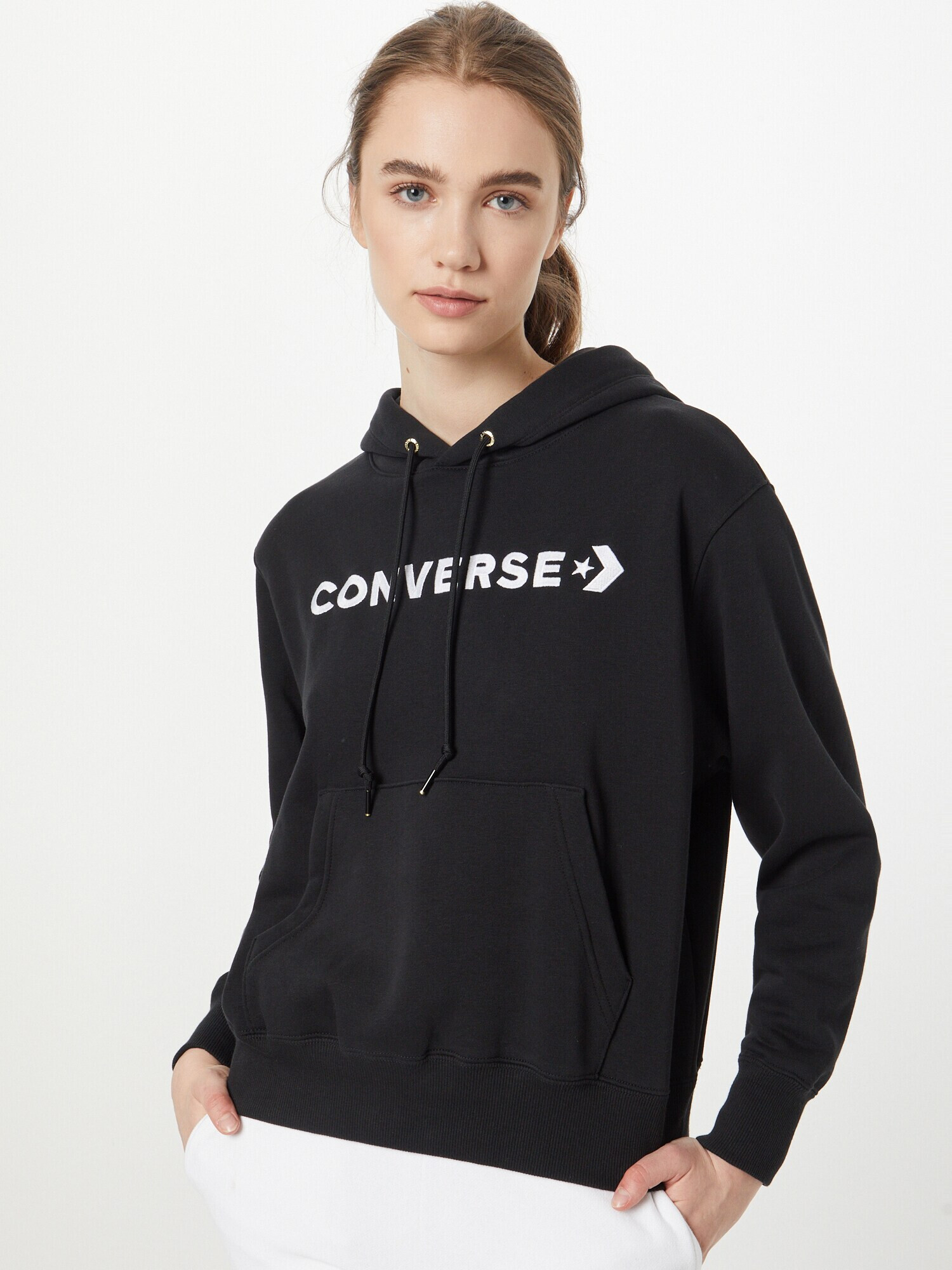 CONVERSE Bluză de molton negru / alb - Pled.ro