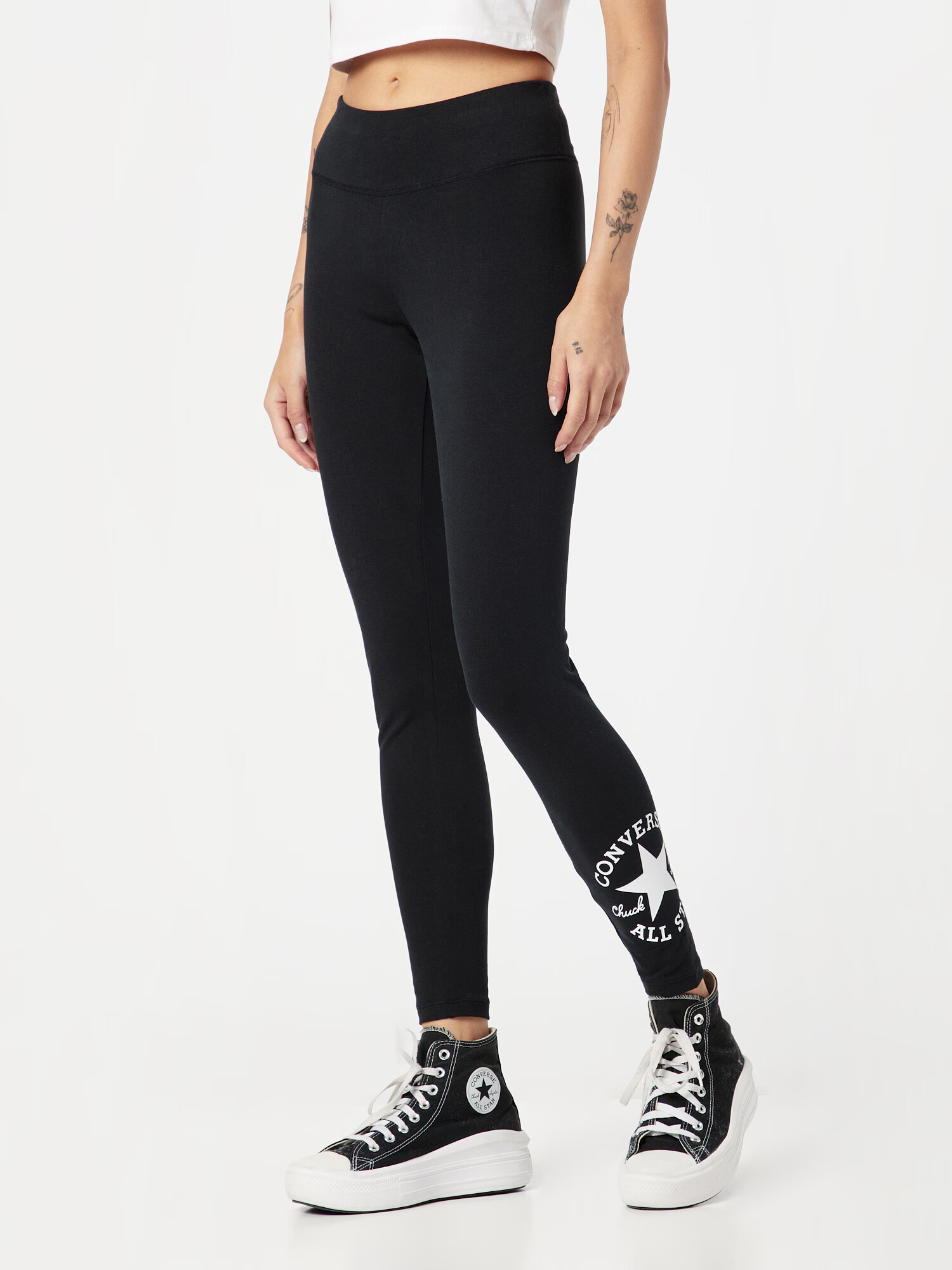 CONVERSE Leggings negru / alb - Pled.ro