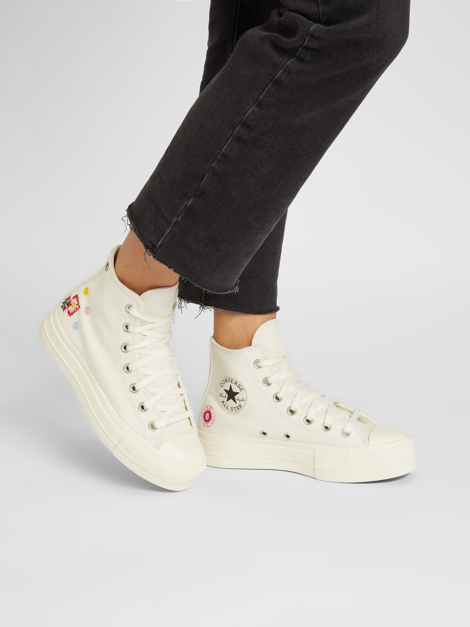 CONVERSE Sneaker înalt 'Chuck Taylor All Star Lift' albastru deschis / galben / roz / roșu / alb - Pled.ro