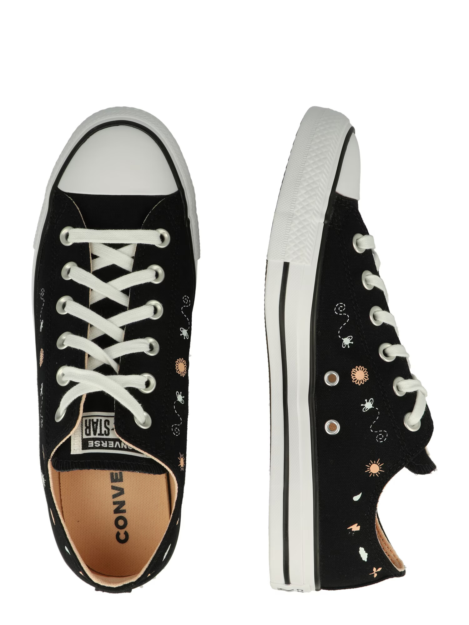 CONVERSE Sneaker low 'Chuck Taylor All Star' albastru deschis / portocaliu pastel / negru / alb - Pled.ro