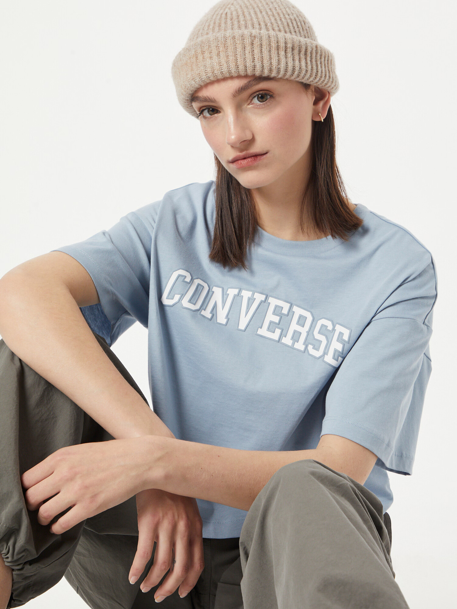 CONVERSE Tricou albastru deschis / alb - Pled.ro