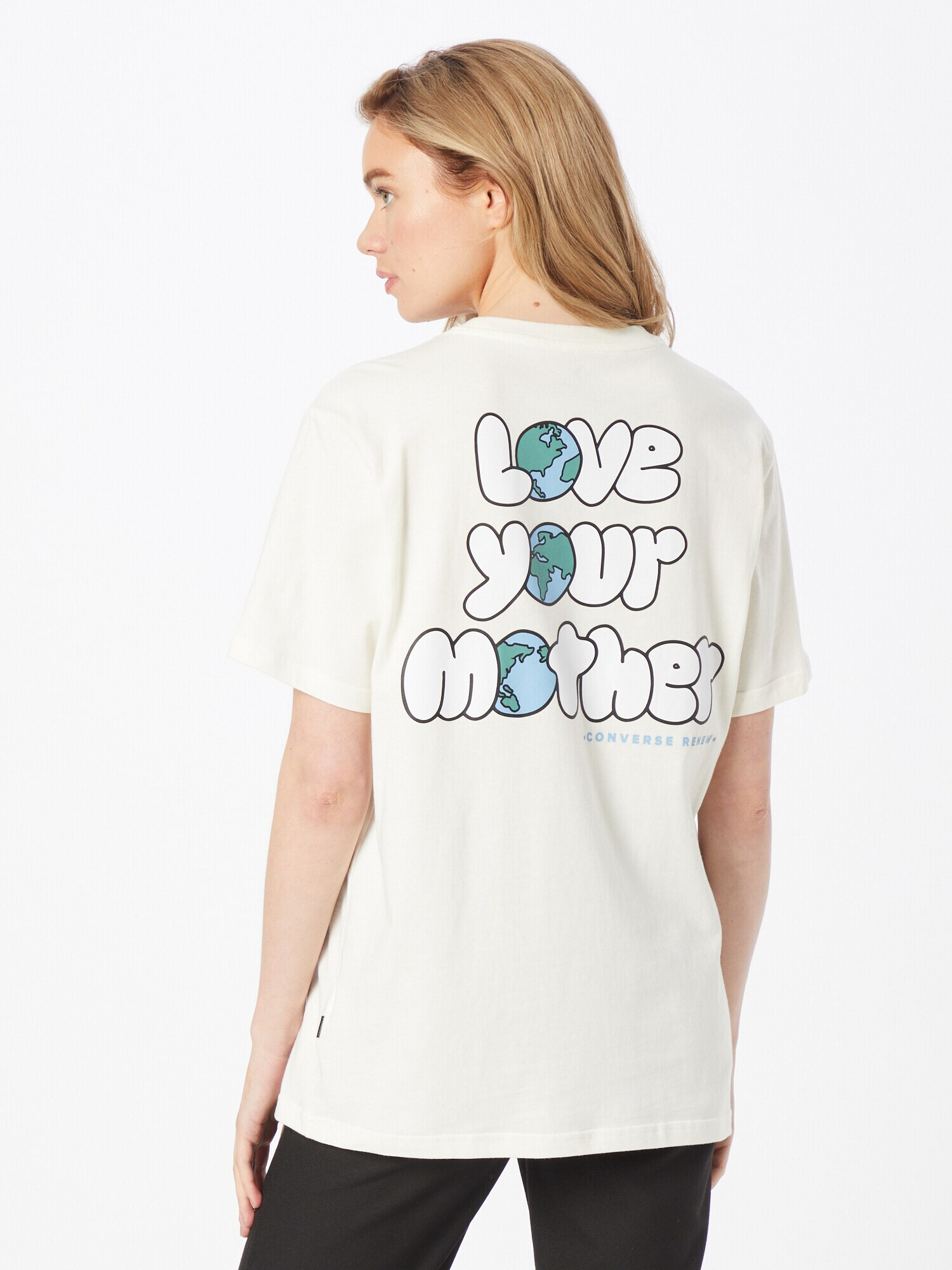 CONVERSE Tricou 'LOVE YOUR MOTHER' albastru deschis / verde / alb / alb coajă de ou - Pled.ro