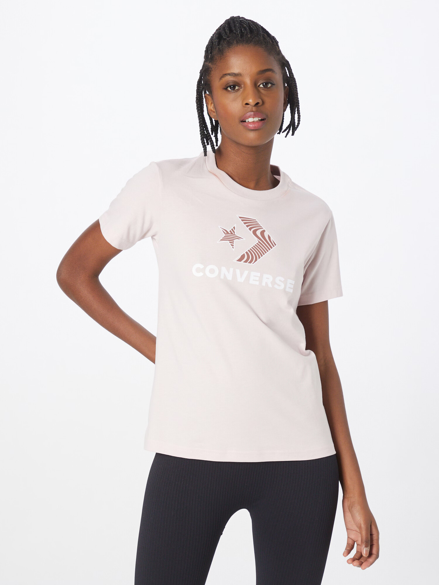 CONVERSE Tricou maro / rosé / alb - Pled.ro