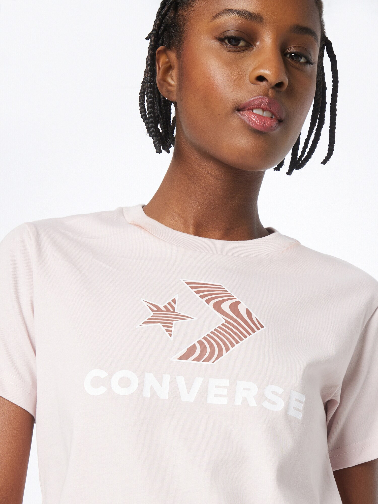 CONVERSE Tricou maro / rosé / alb - Pled.ro