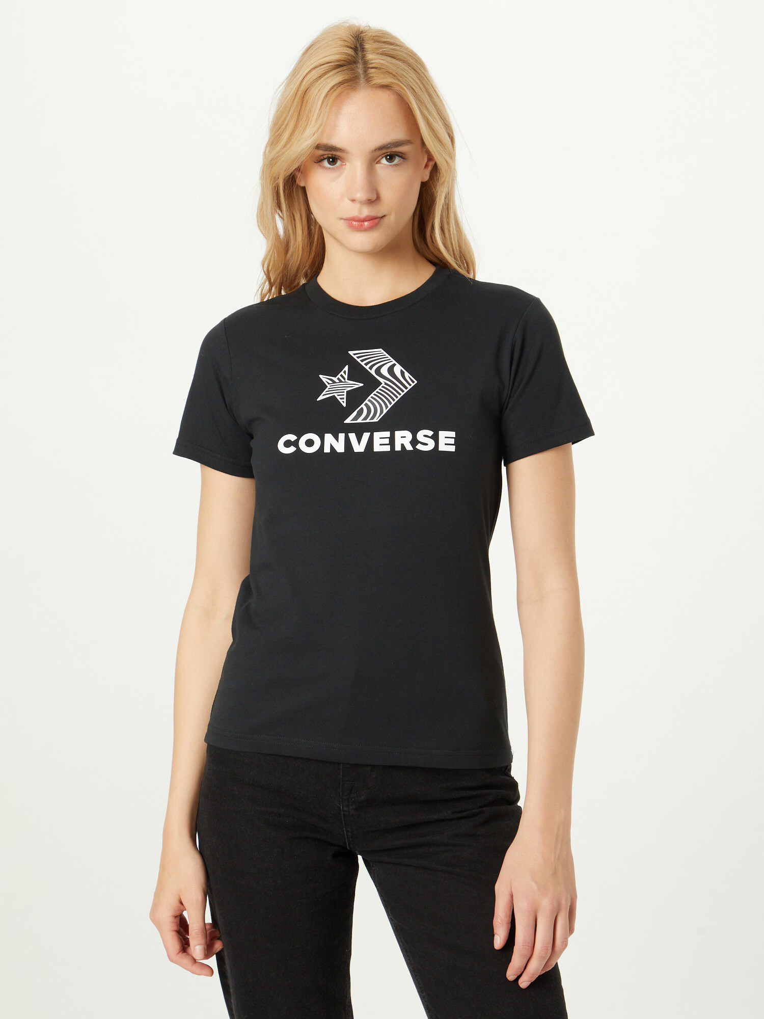 CONVERSE Tricou negru / alb - Pled.ro