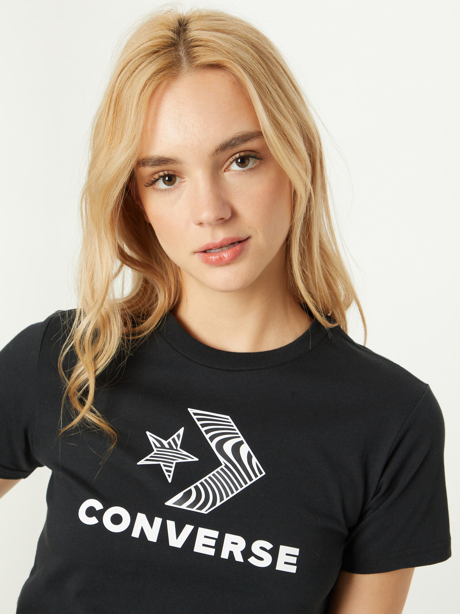 CONVERSE Tricou negru / alb - Pled.ro