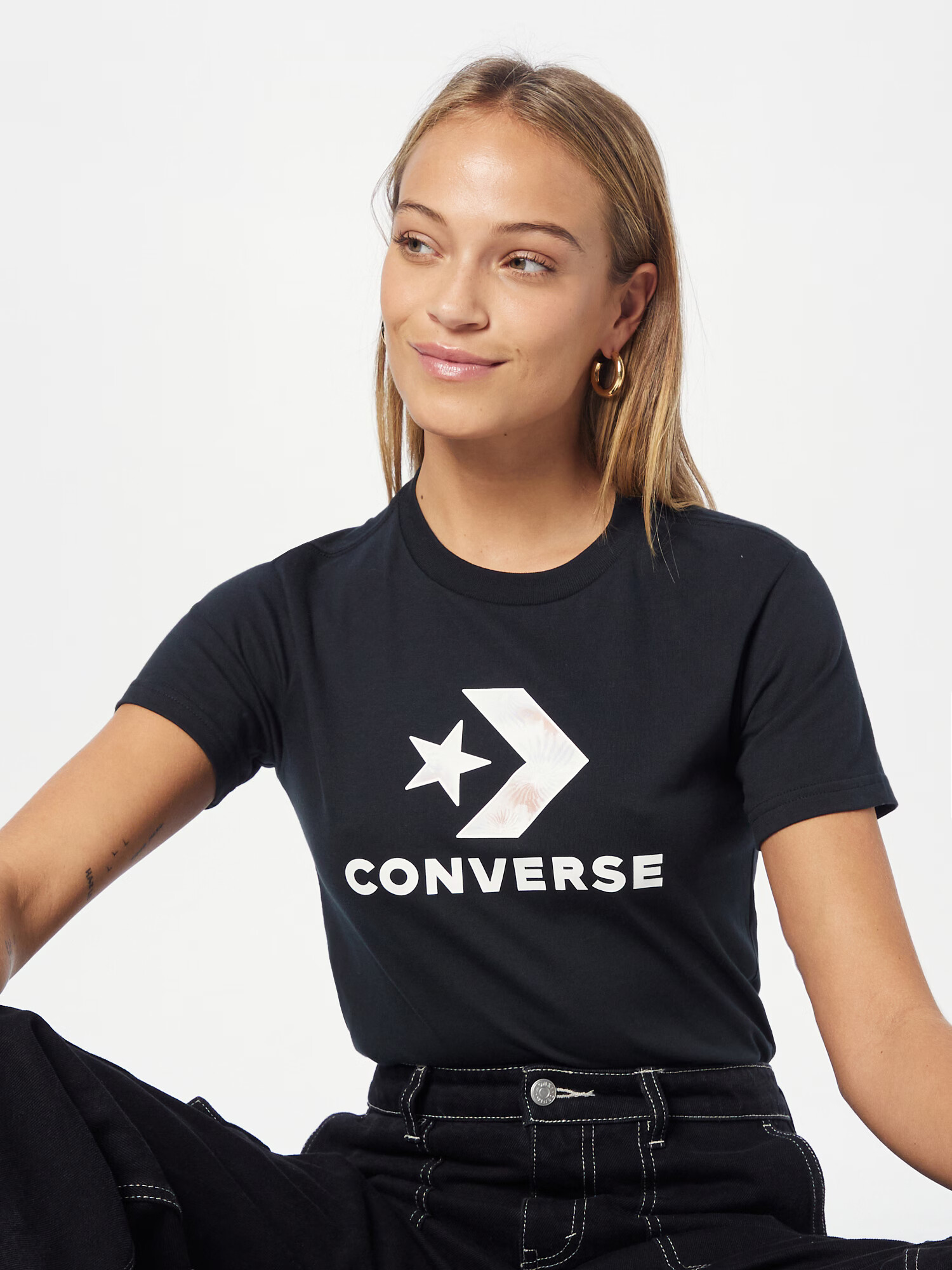 CONVERSE Tricou roz pal / negru / alb - Pled.ro