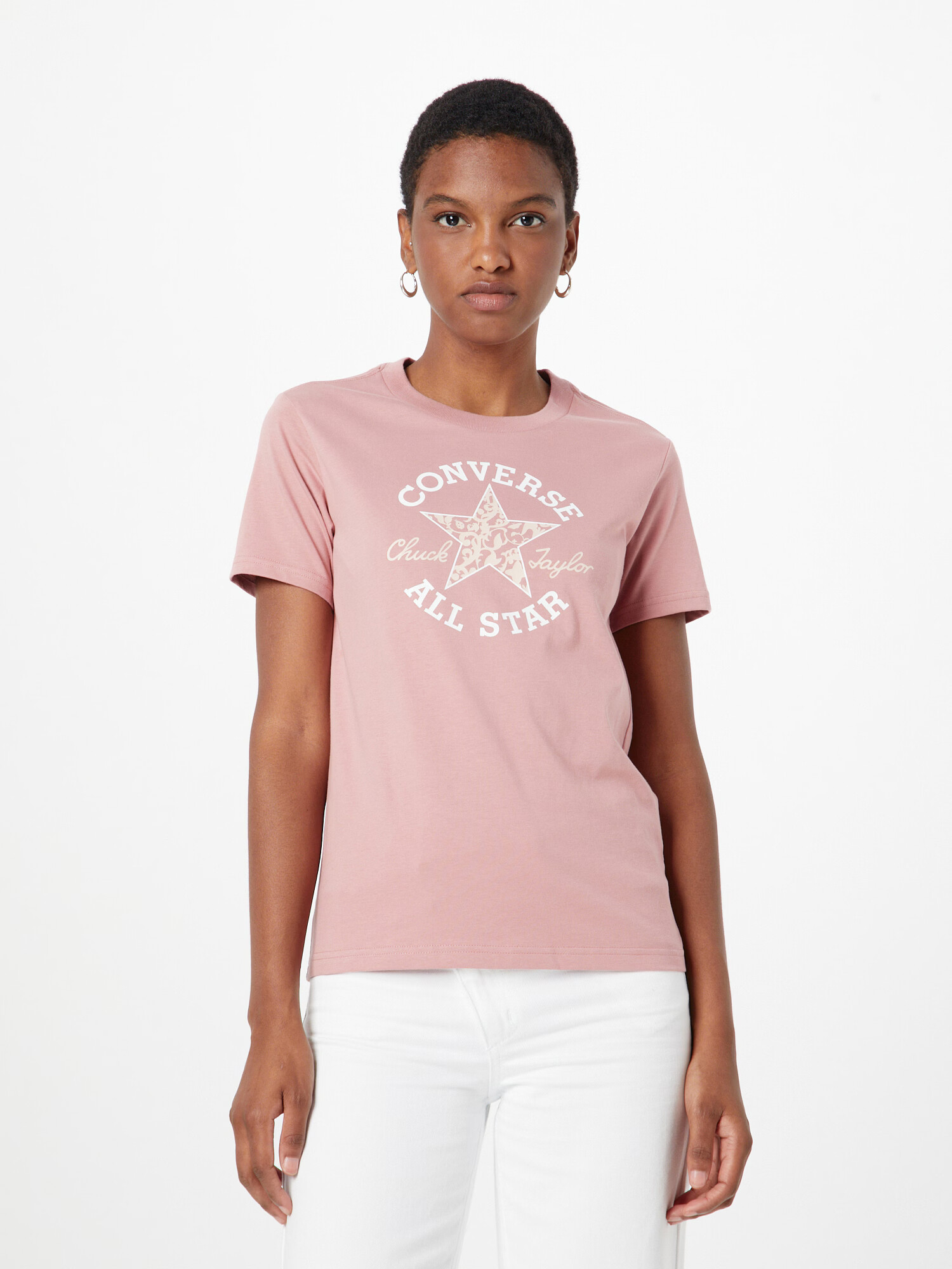 CONVERSE Tricou 'Chuck Taylor' roz pastel / alb - Pled.ro