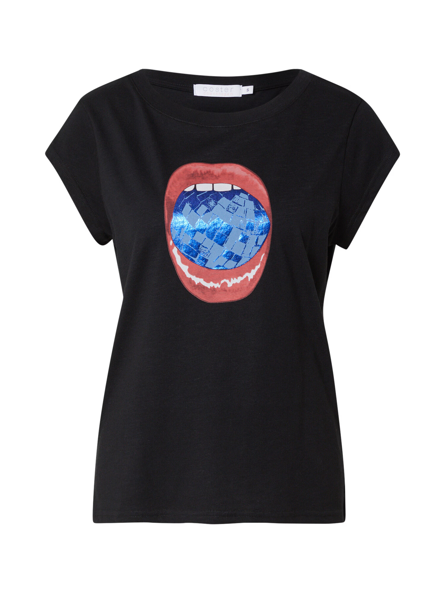 Coster Copenhagen Tricou 'Disco Lips' albastru / roșu / negru / alb - Pled.ro