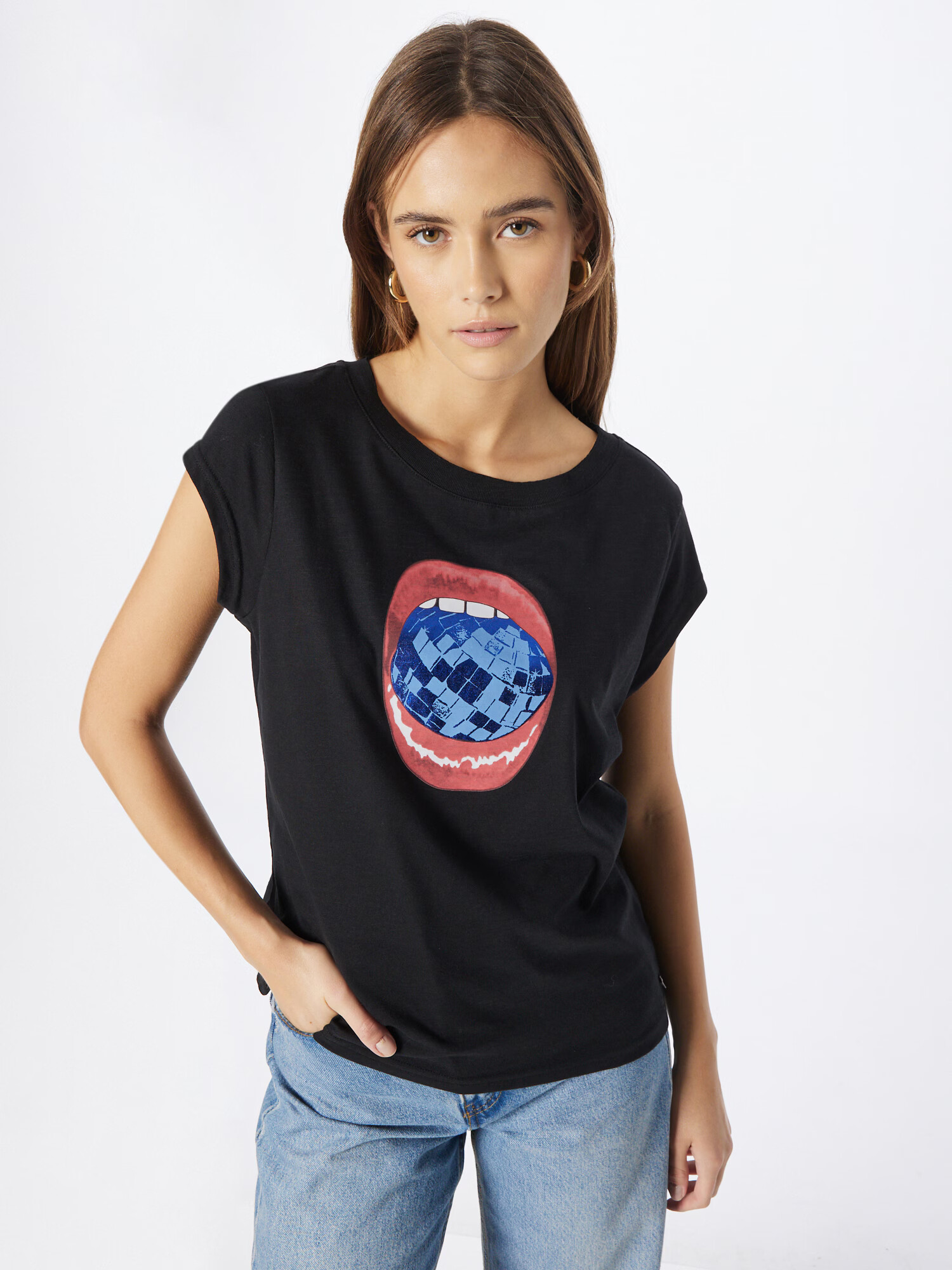 Coster Copenhagen Tricou 'Disco Lips' albastru / roșu / negru / alb - Pled.ro