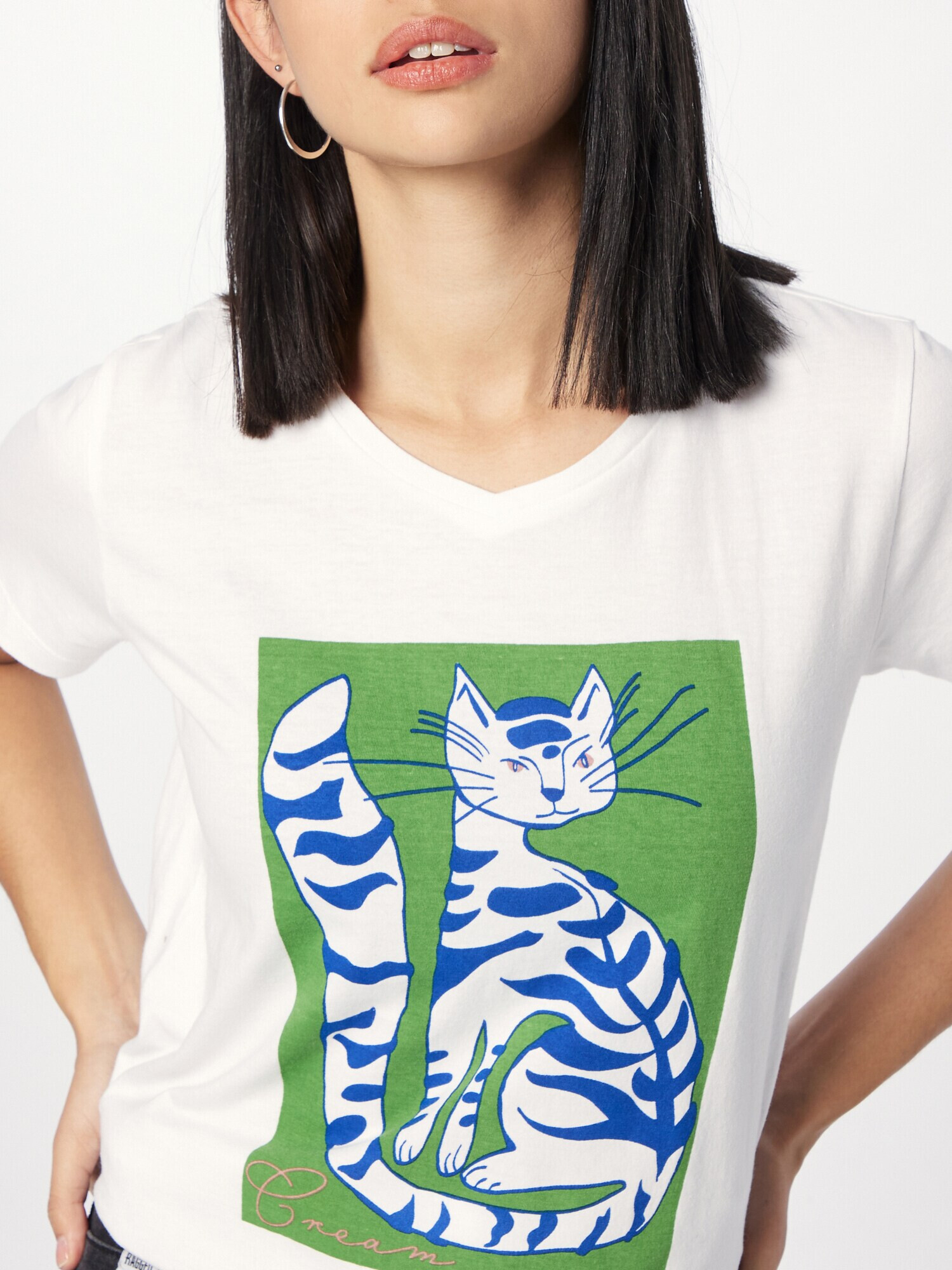 Cream Tricou 'Carla' albastru / verde / alb - Pled.ro