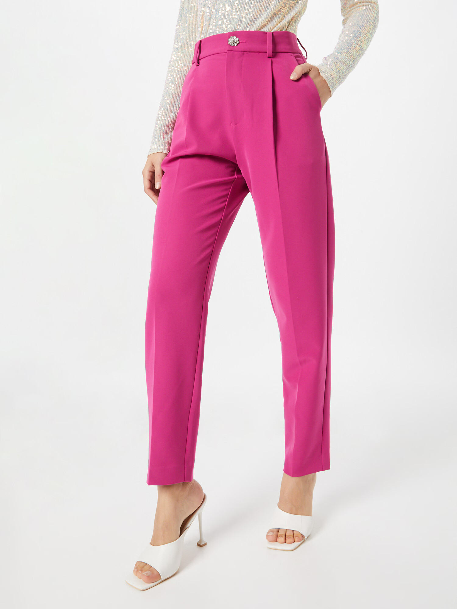 Custommade Pantaloni cu dungă 'Pianora' fucsia - Pled.ro