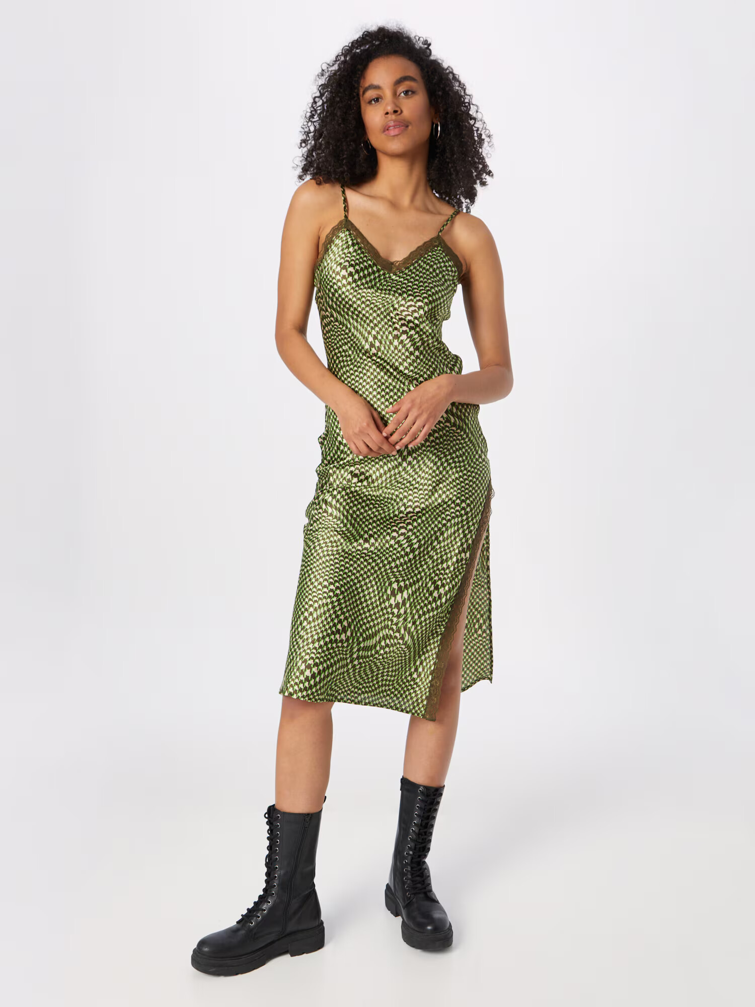 Daisy Street Rochie de cocktail kaki / verde kiwi / alb lână - Pled.ro