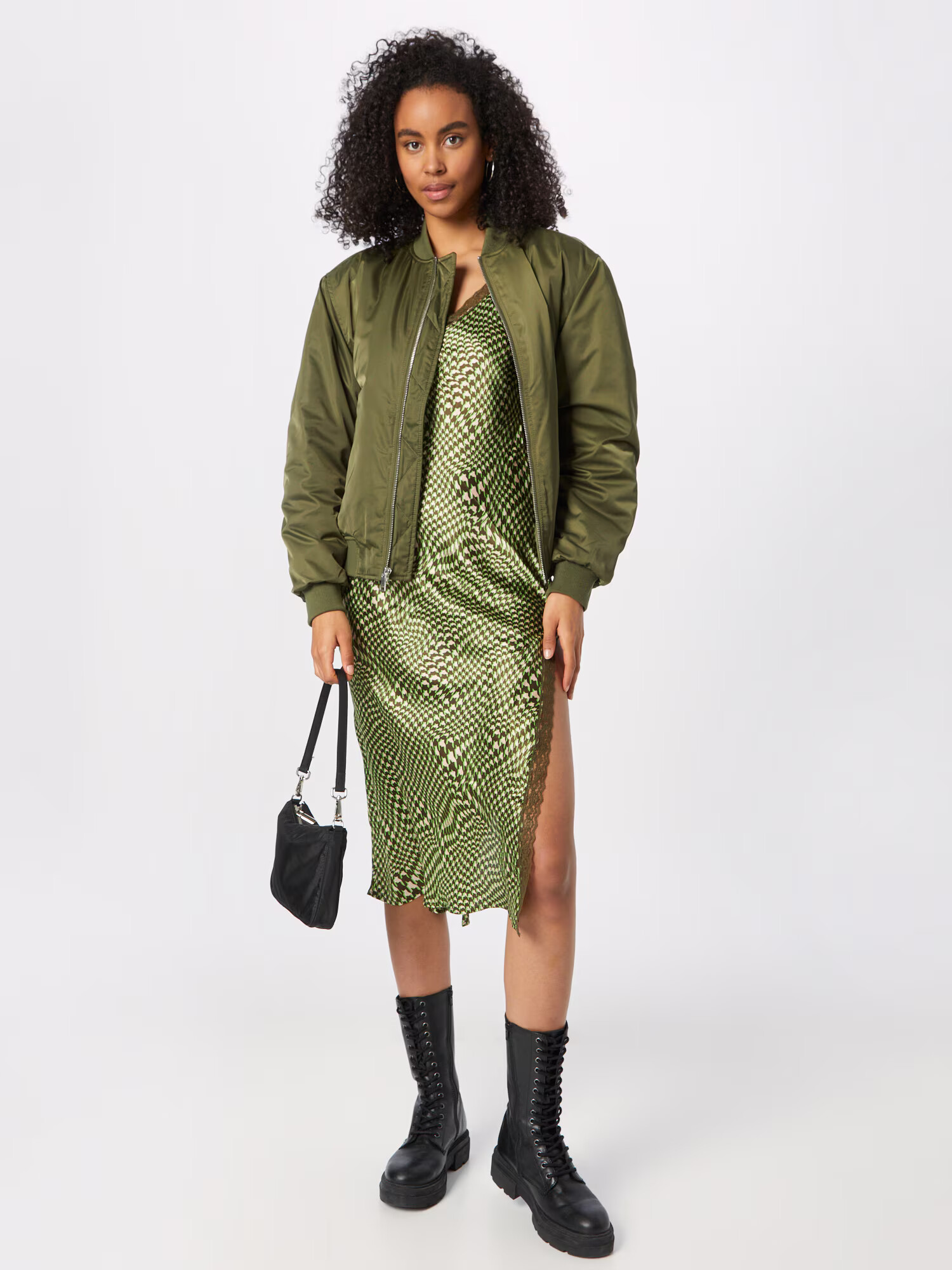 Daisy Street Rochie de cocktail kaki / verde kiwi / alb lână - Pled.ro