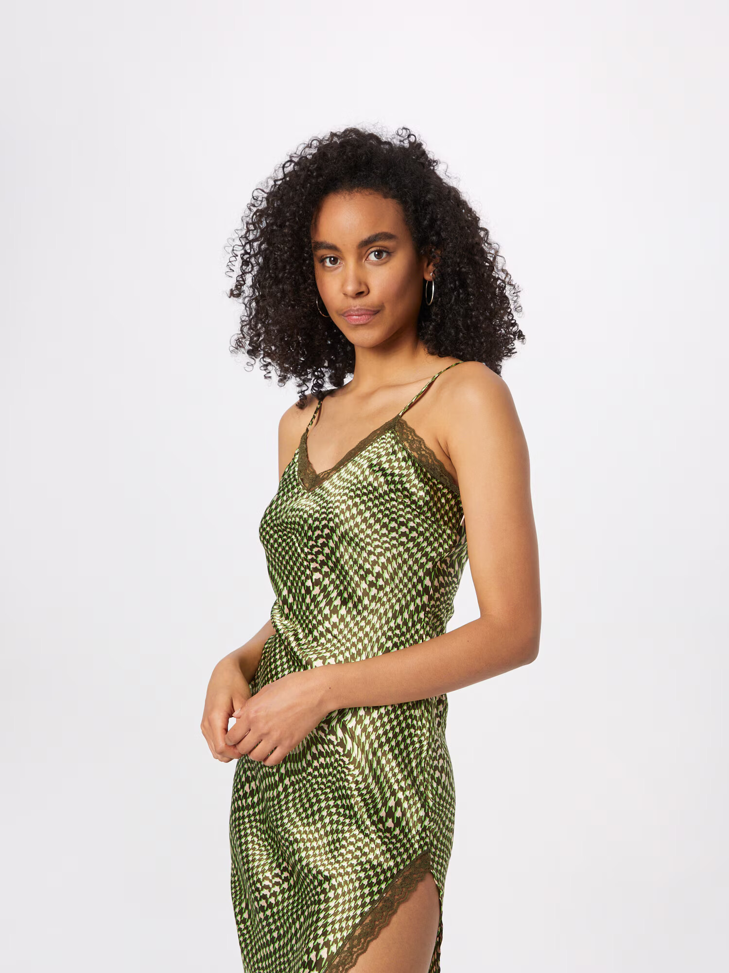 Daisy Street Rochie de cocktail kaki / verde kiwi / alb lână - Pled.ro