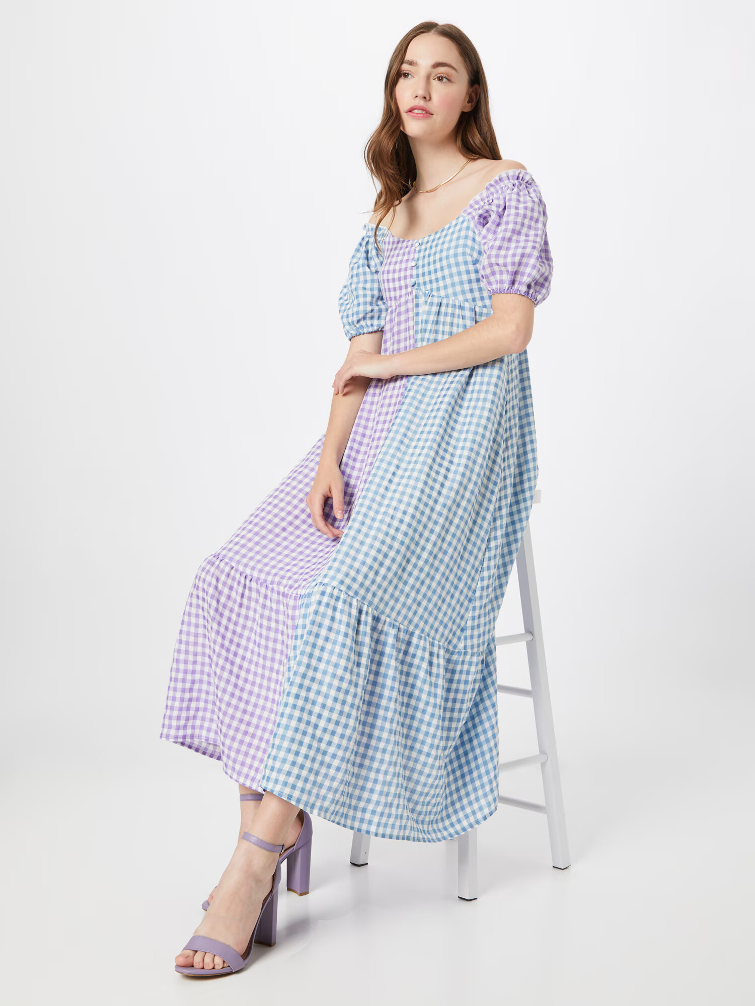 Daisy Street Rochie 'MILKMAID' turcoaz / lila / alb - Pled.ro