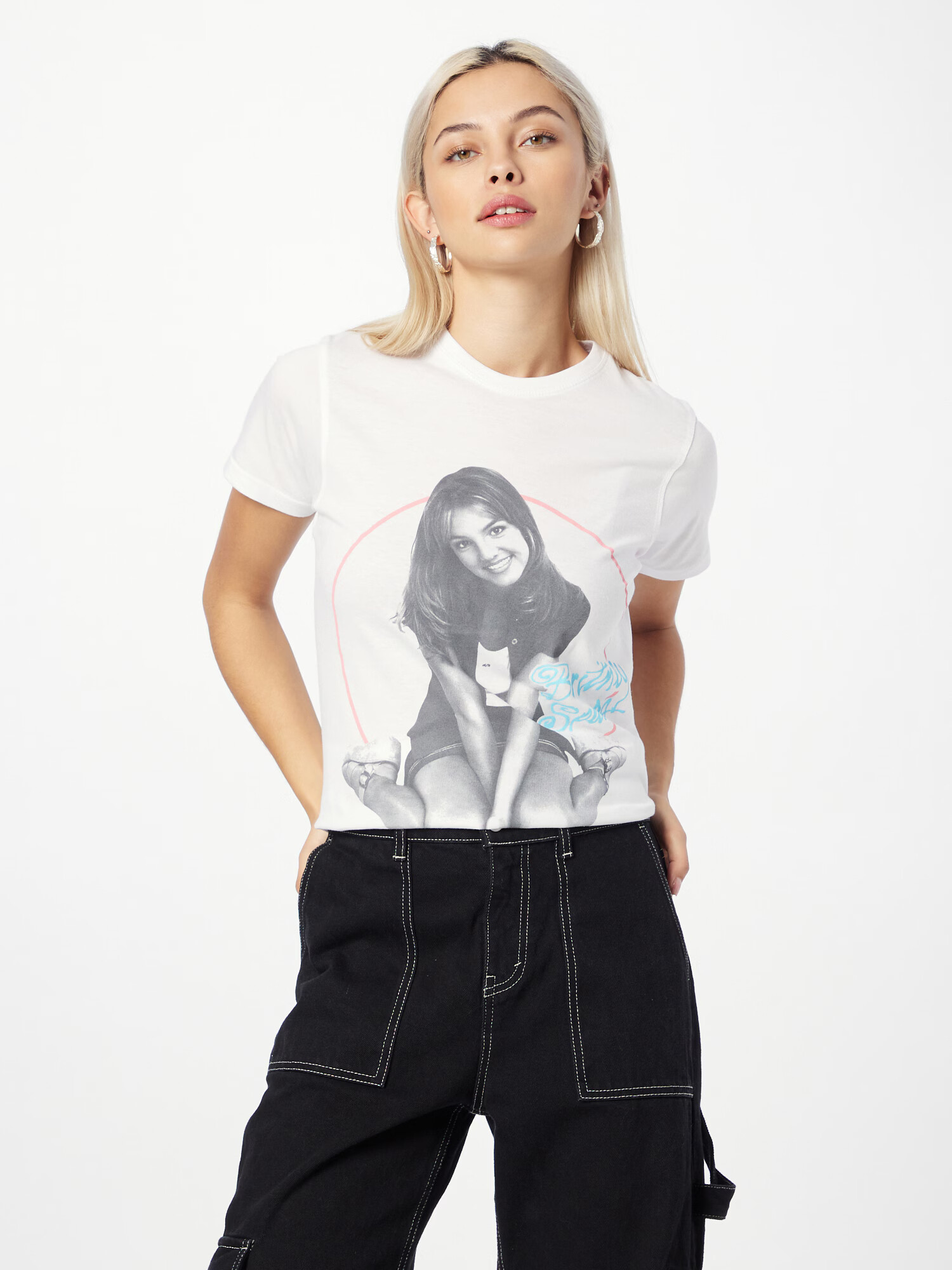 Daisy Street Tricou 'BRITNEY SPEARS' albastru deschis / portocaliu piersică / negru / alb - Pled.ro