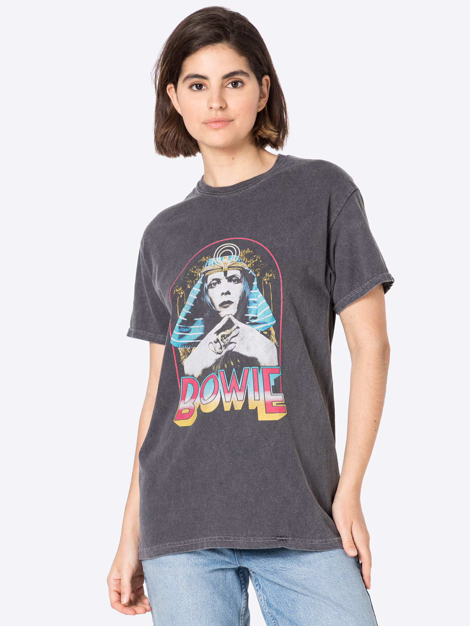 Daisy Street Tricou 'DAVID BOWIE' turcoaz / gri metalic / gri amestecat / roz / alb - Pled.ro